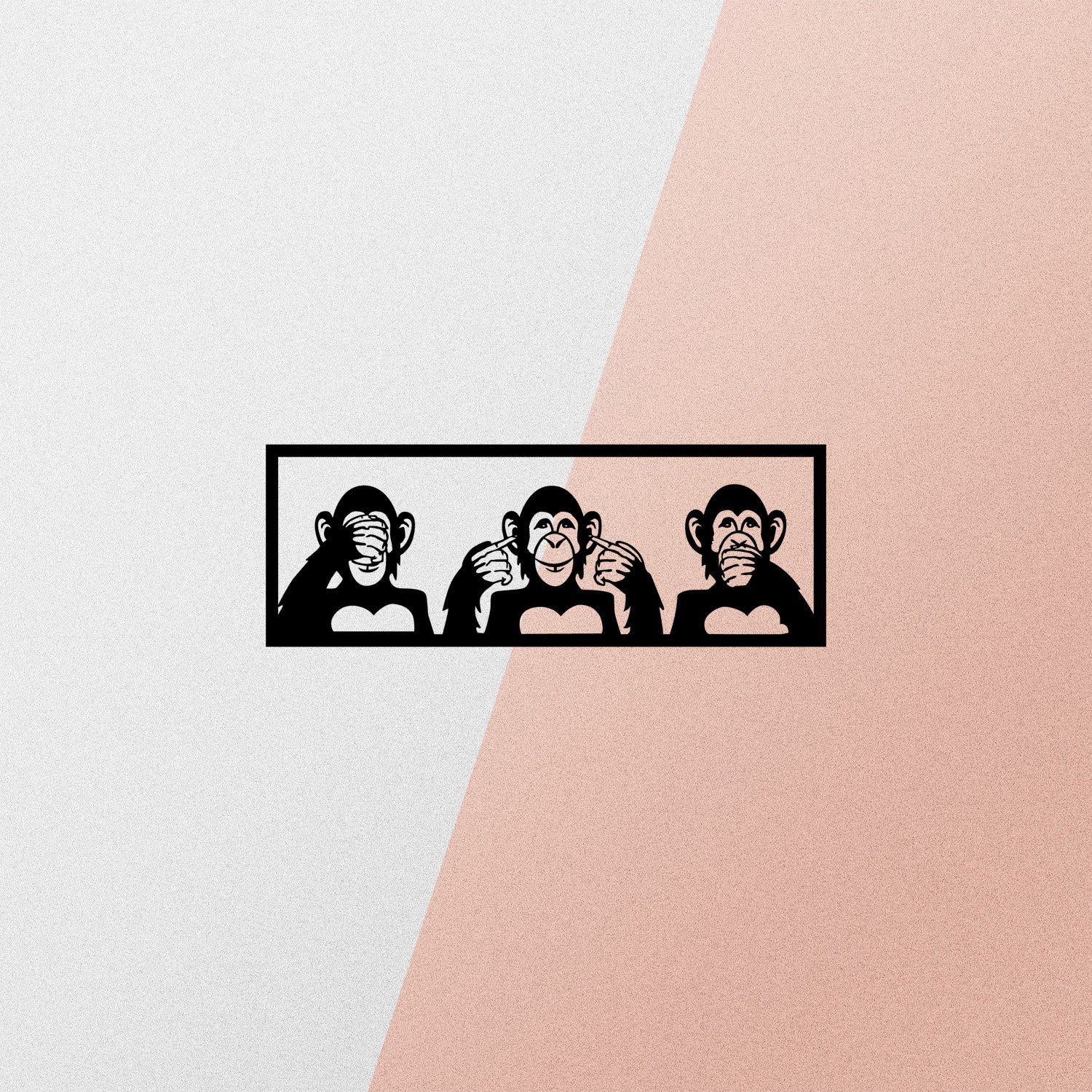 Três Macacos S em Metal Preto – Acessório Decorativo de Parede 50x18 cm