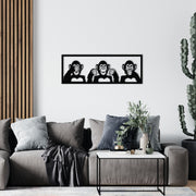 Three Monkeys-L - Acessório Decorativo de Parede em Metal Preto (100x36 cm, 1,2 mm)