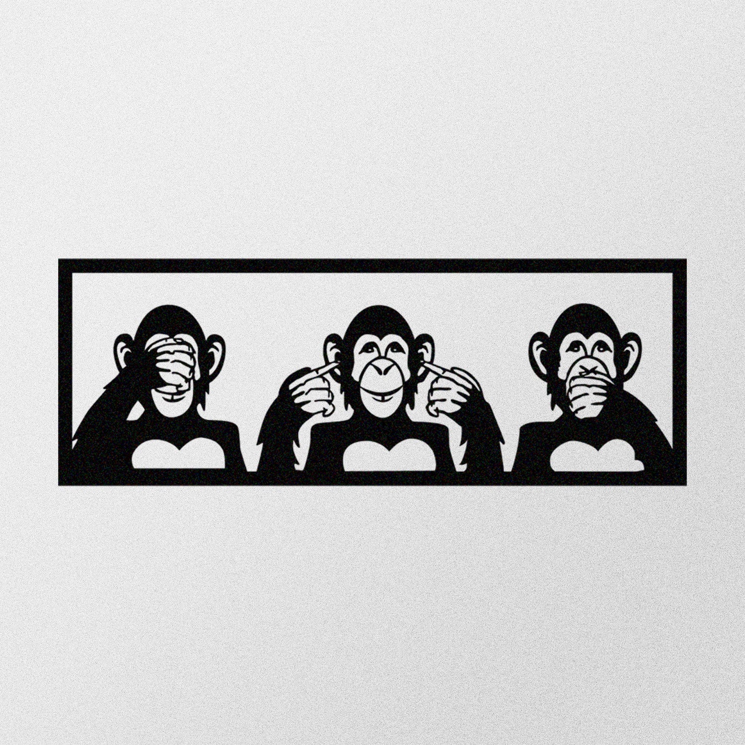 Three Monkeys-L - Acessório Decorativo de Parede em Metal Preto (100x36 cm, 1,2 mm)