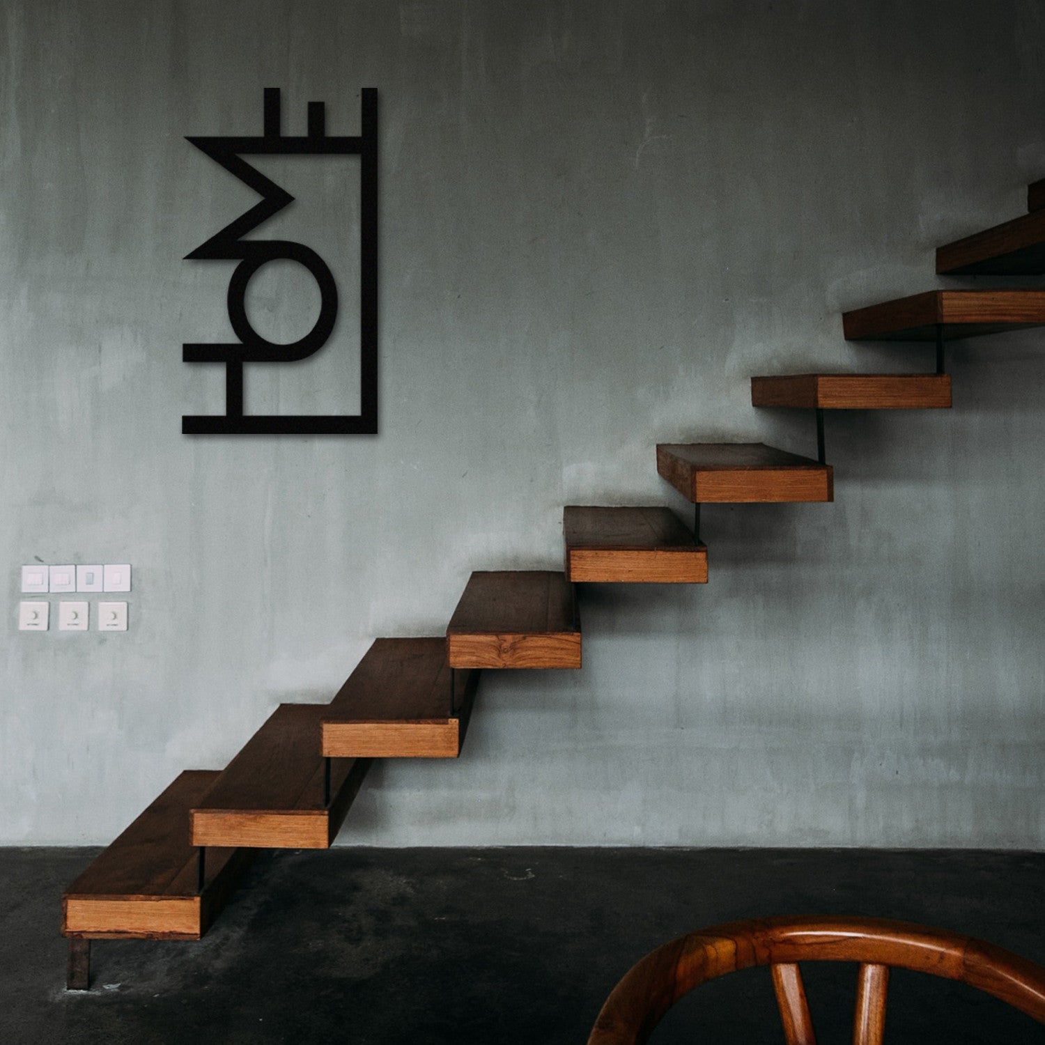 Acessório Decorativo de Parede em Metal “Home” – Preto, 28x50 cm, 1,2 mm