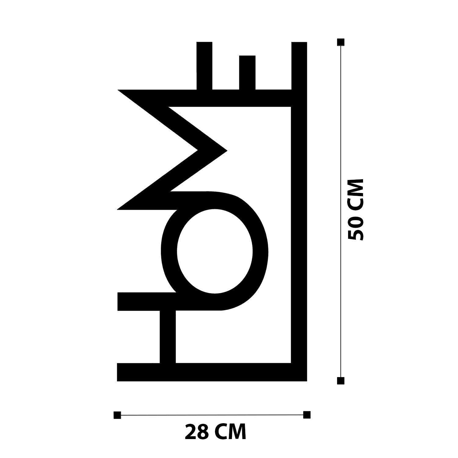 Acessório Decorativo de Parede em Metal “Home” – Preto, 28x50 cm, 1,2 mm