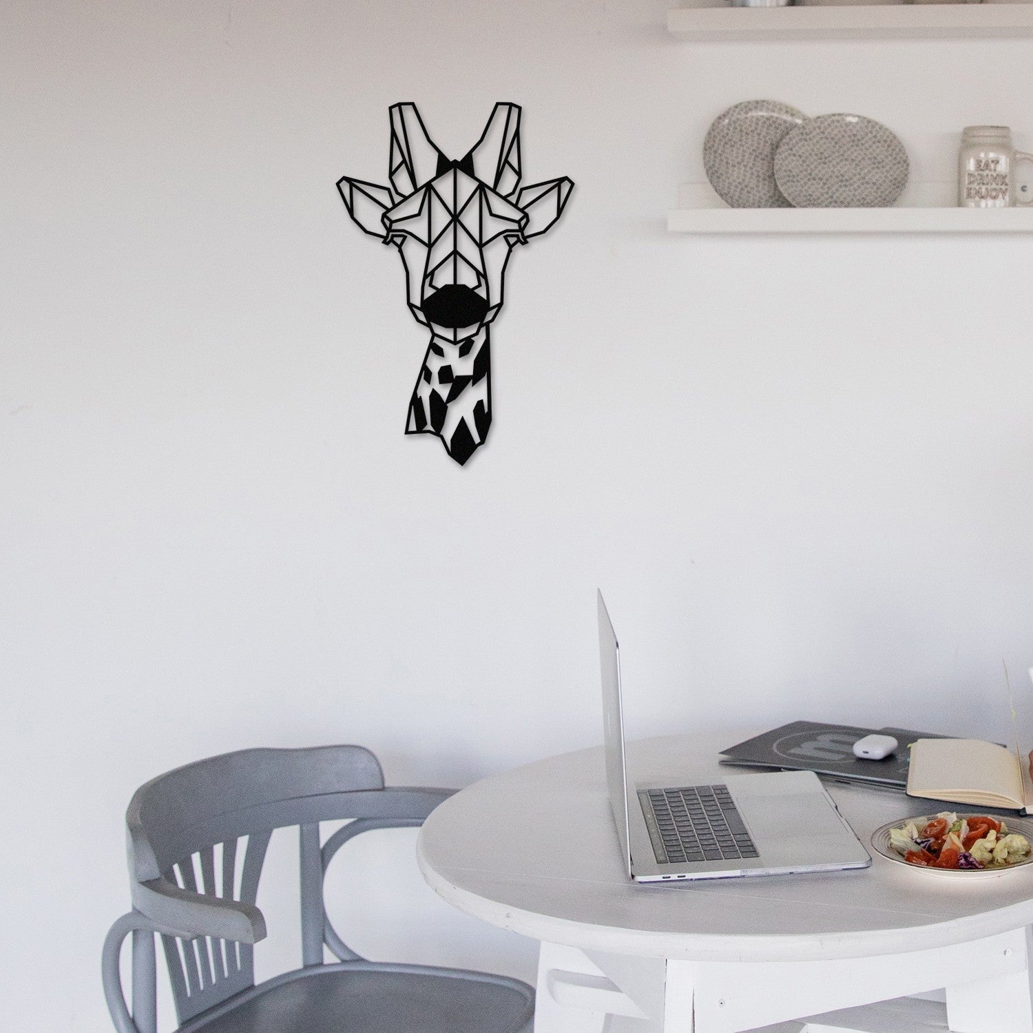 Acessório Decorativo de Parede em Metal – Girafa, Preto, 33 x 50 cm