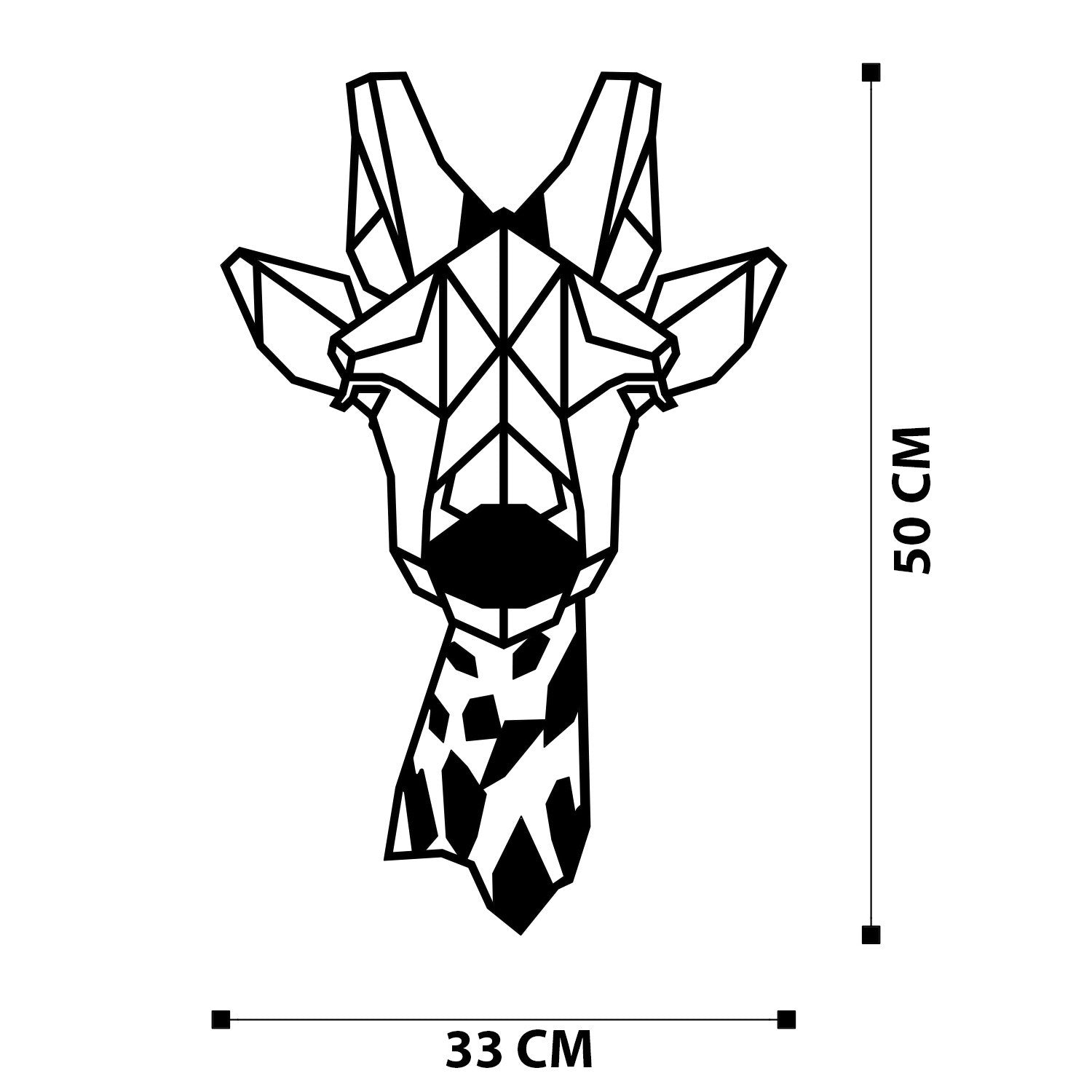 Acessório Decorativo de Parede em Metal – Girafa, Preto, 33 x 50 cm