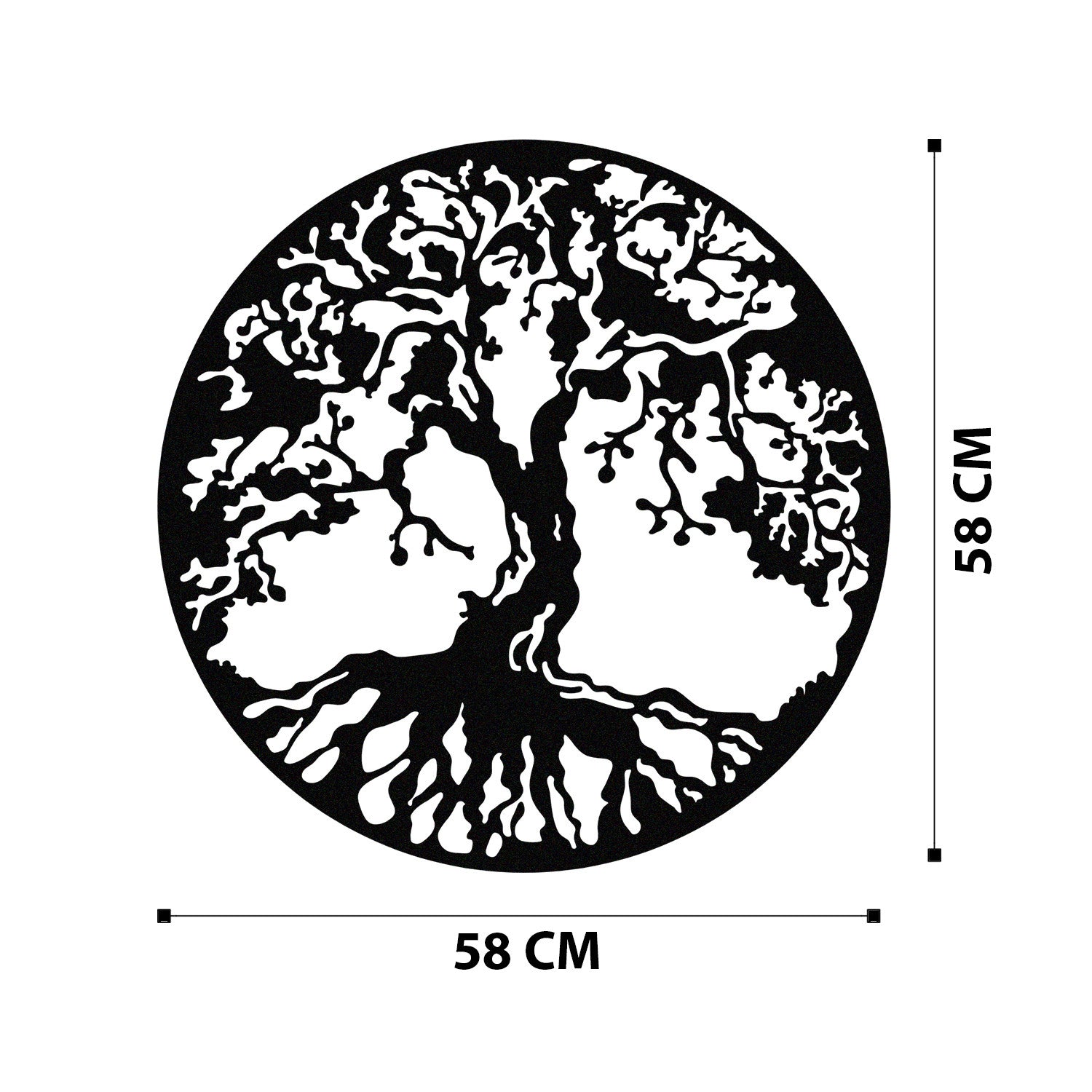 Árvore em Metal Preto 60x60 cm — Acessório Decorativo de Parede (1,2 mm)