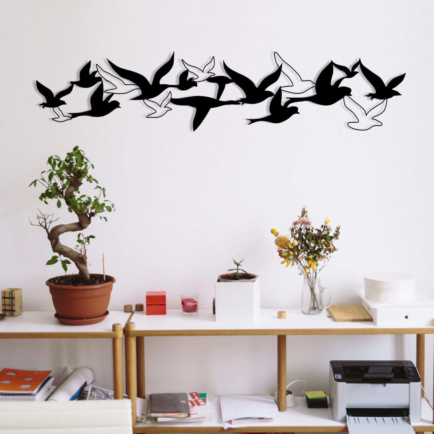Bellissimo M112-M — Acessório Decorativo de Parede em Metal Preto, 100x22 cm (1,2 mm)