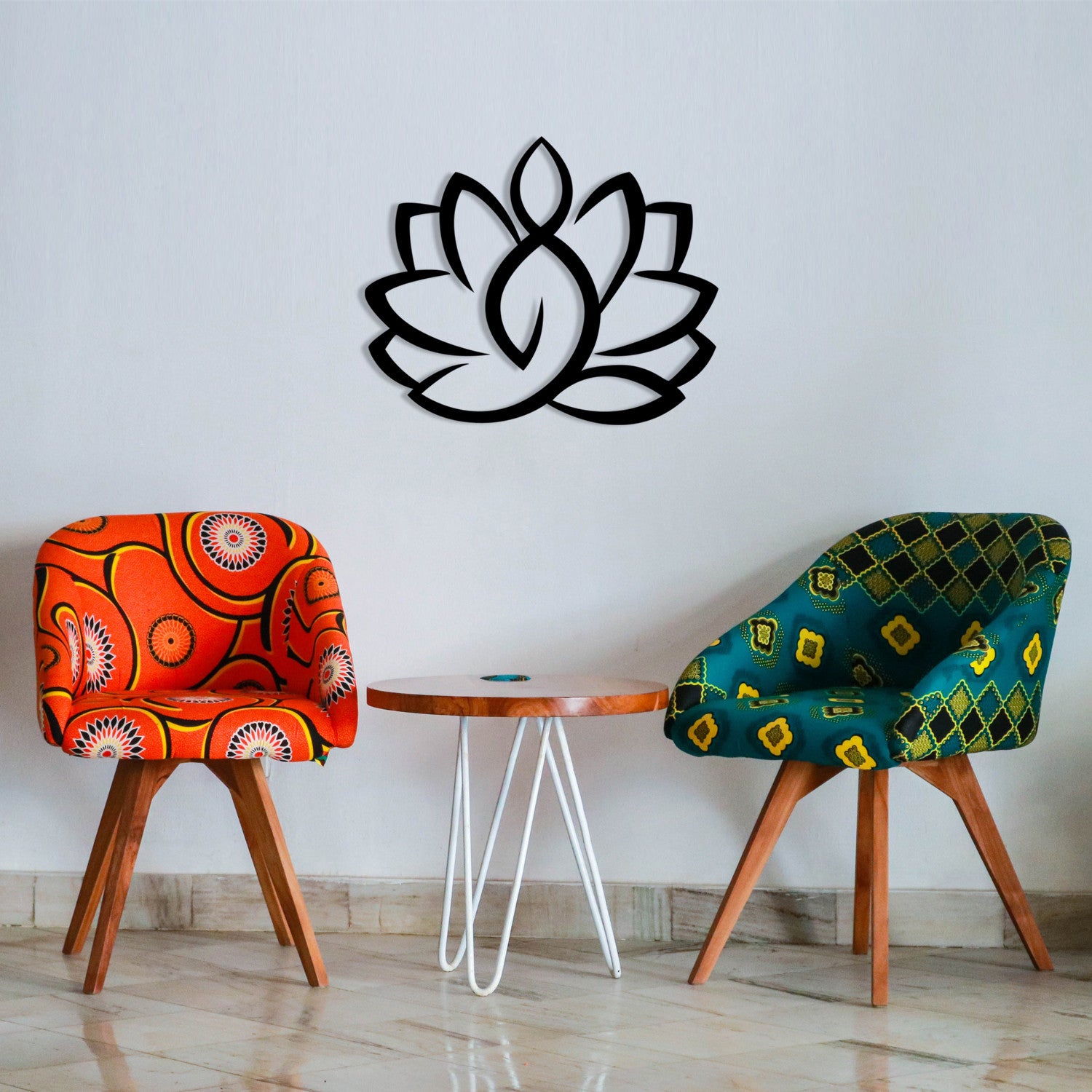 Acessório Decorativo de Parede em Metal Lotus - M114, Preto, 50 x 57 cm (100% metal, 1,2 mm)