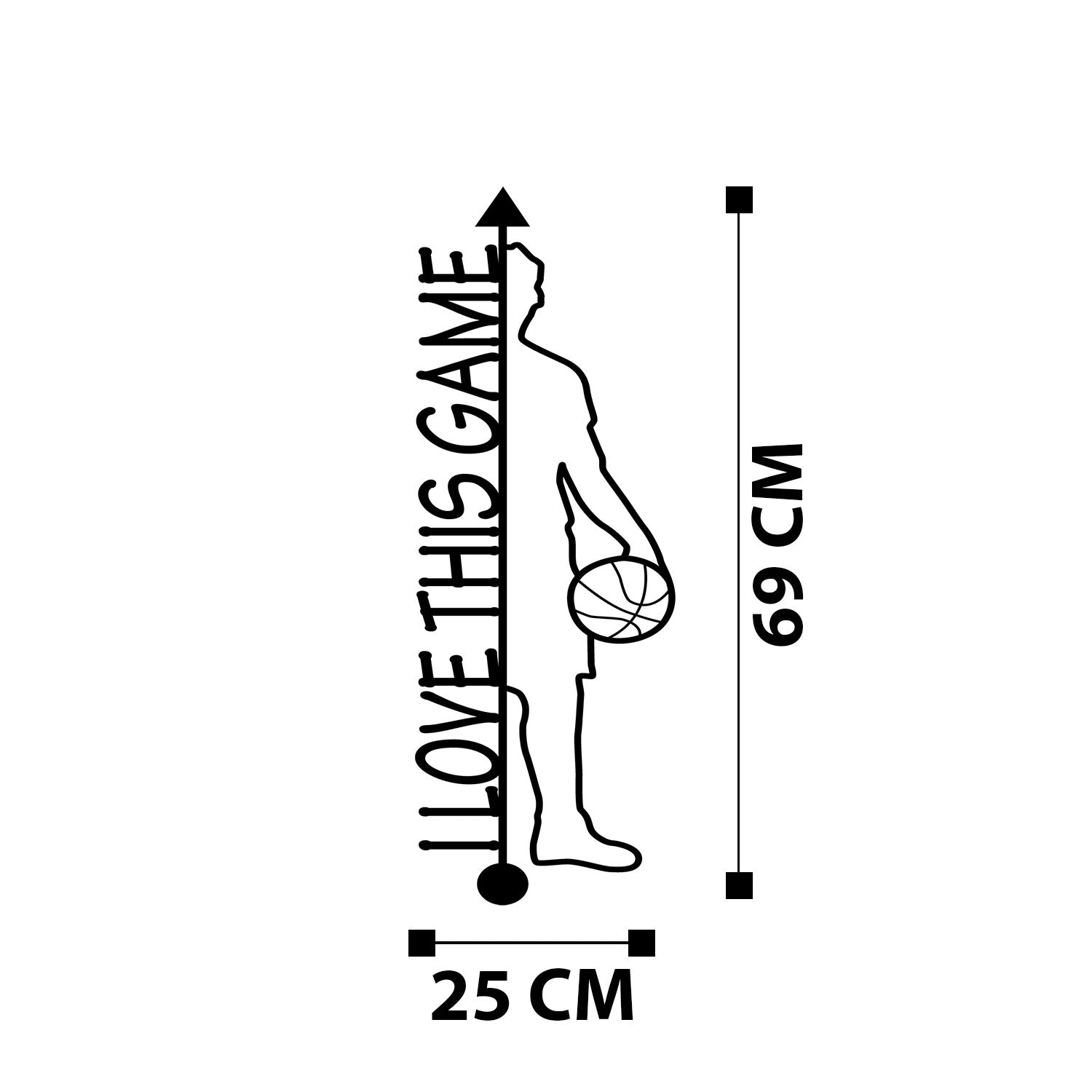 Piccolo M118 – Acessório Decorativo de Parede em Metal, Preto, 25x69 cm (100% metal, 1,2 mm)
