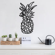 Ananas - M120 Acessório Decorativo de Parede em Metal, Preto, 33 x 60 cm