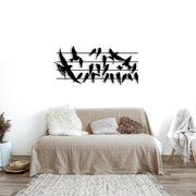 Uccello M123 — Acessório Decorativo de Parede em Metal Preto, 69 x 32 cm, 100% Metal (1,2 mm)
