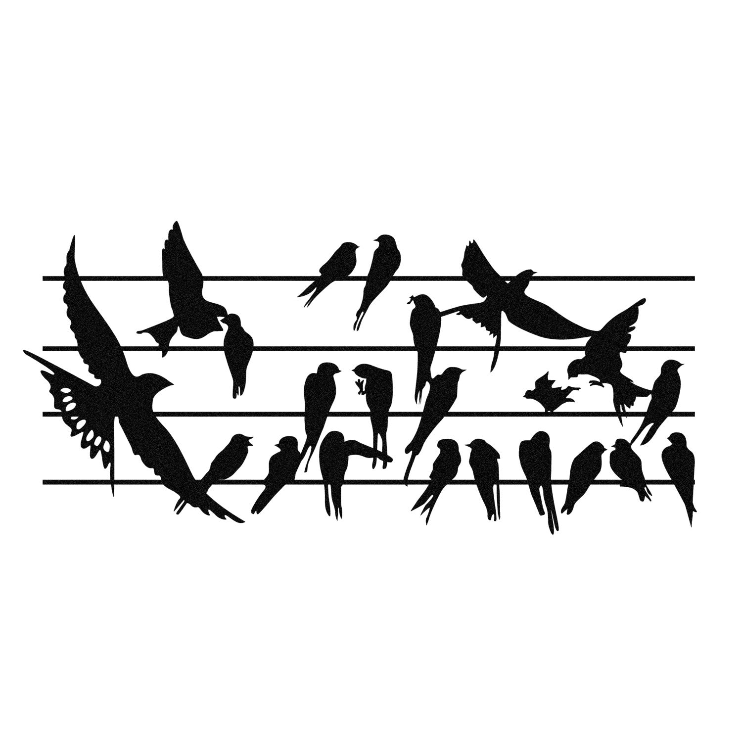 Uccello M123 — Acessório Decorativo de Parede em Metal Preto, 69 x 32 cm, 100% Metal (1,2 mm)