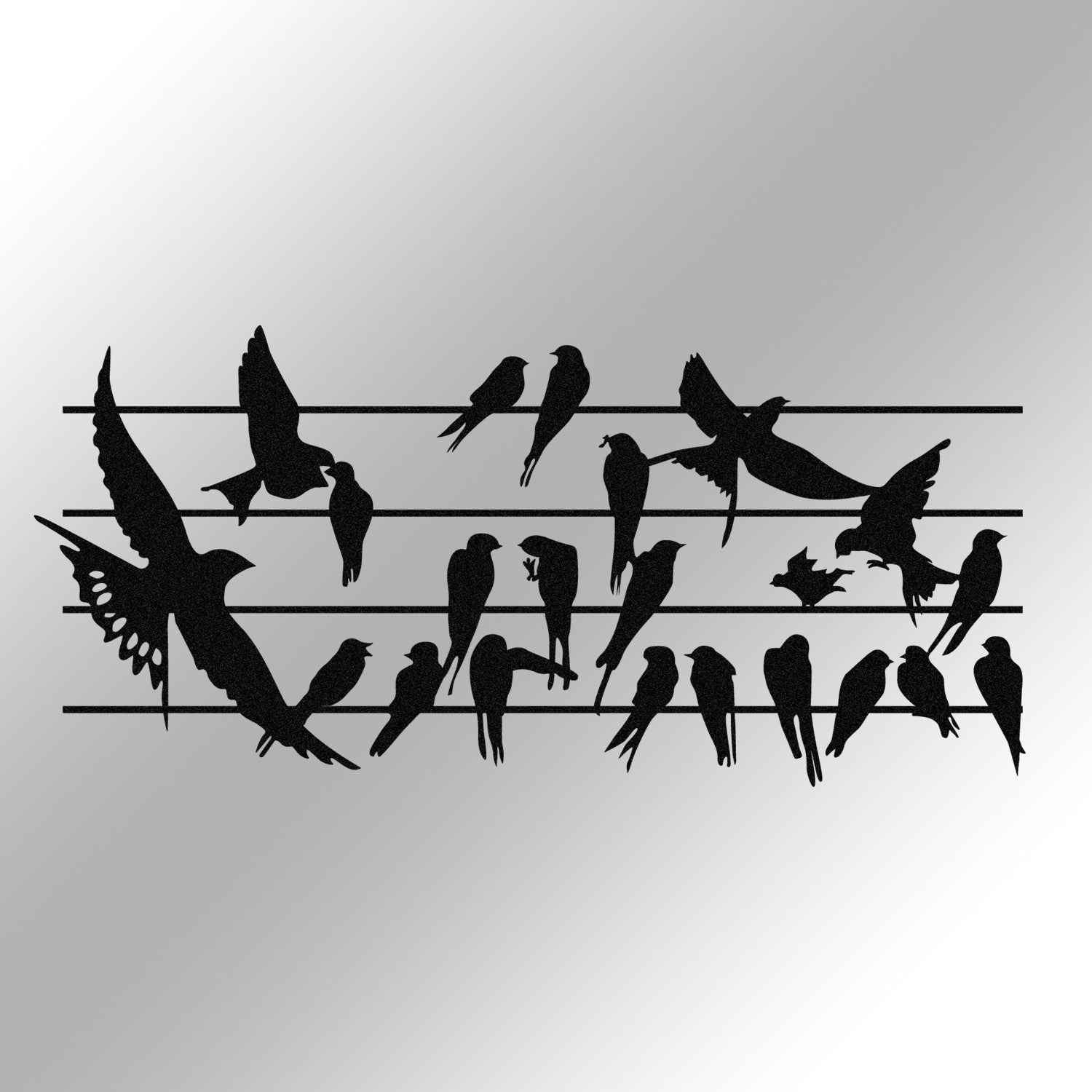 Uccello M123 — Acessório Decorativo de Parede em Metal Preto, 69 x 32 cm, 100% Metal (1,2 mm)