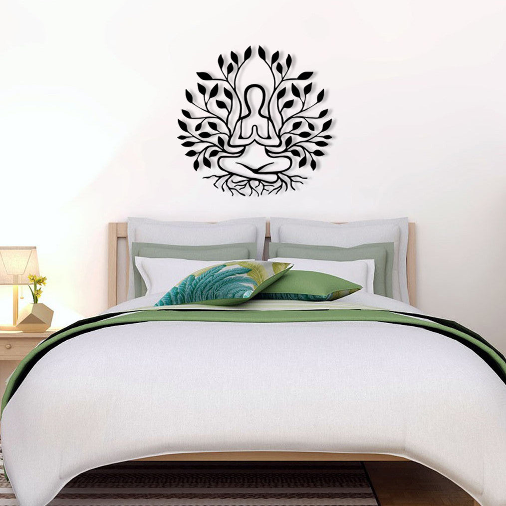 Acessório Decorativo de Parede em Metal “Yoga” – Preto, 51x52 cm (1,2 mm, 1,45 kg)