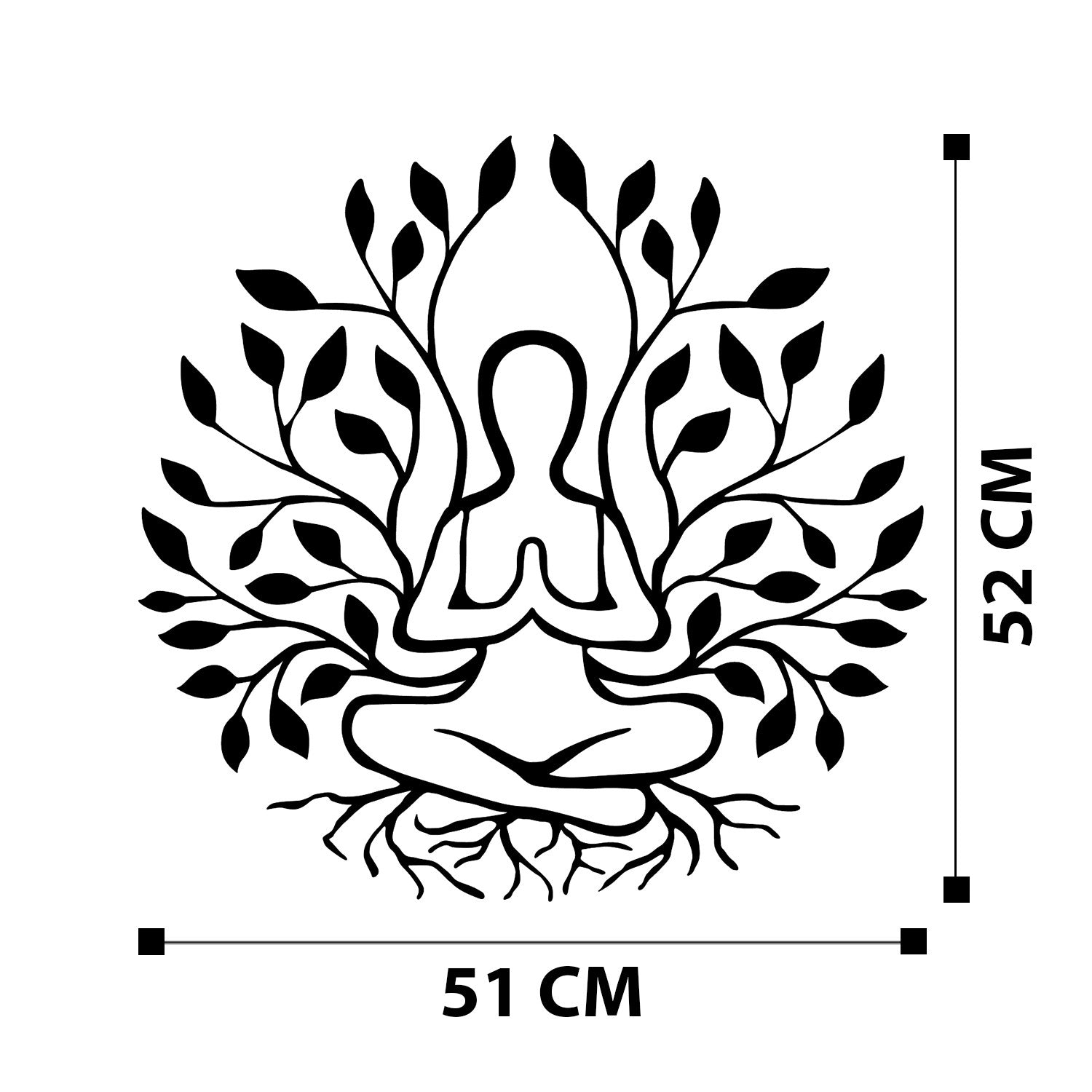 Acessório Decorativo de Parede em Metal “Yoga” – Preto, 51x52 cm (1,2 mm, 1,45 kg)
