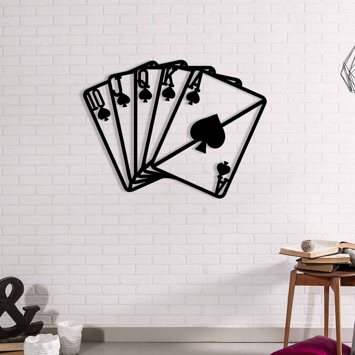 Kare As — Acessório Decorativo de Parede em Metal Preto, 60x45 cm (100% metal, 1,2 mm)