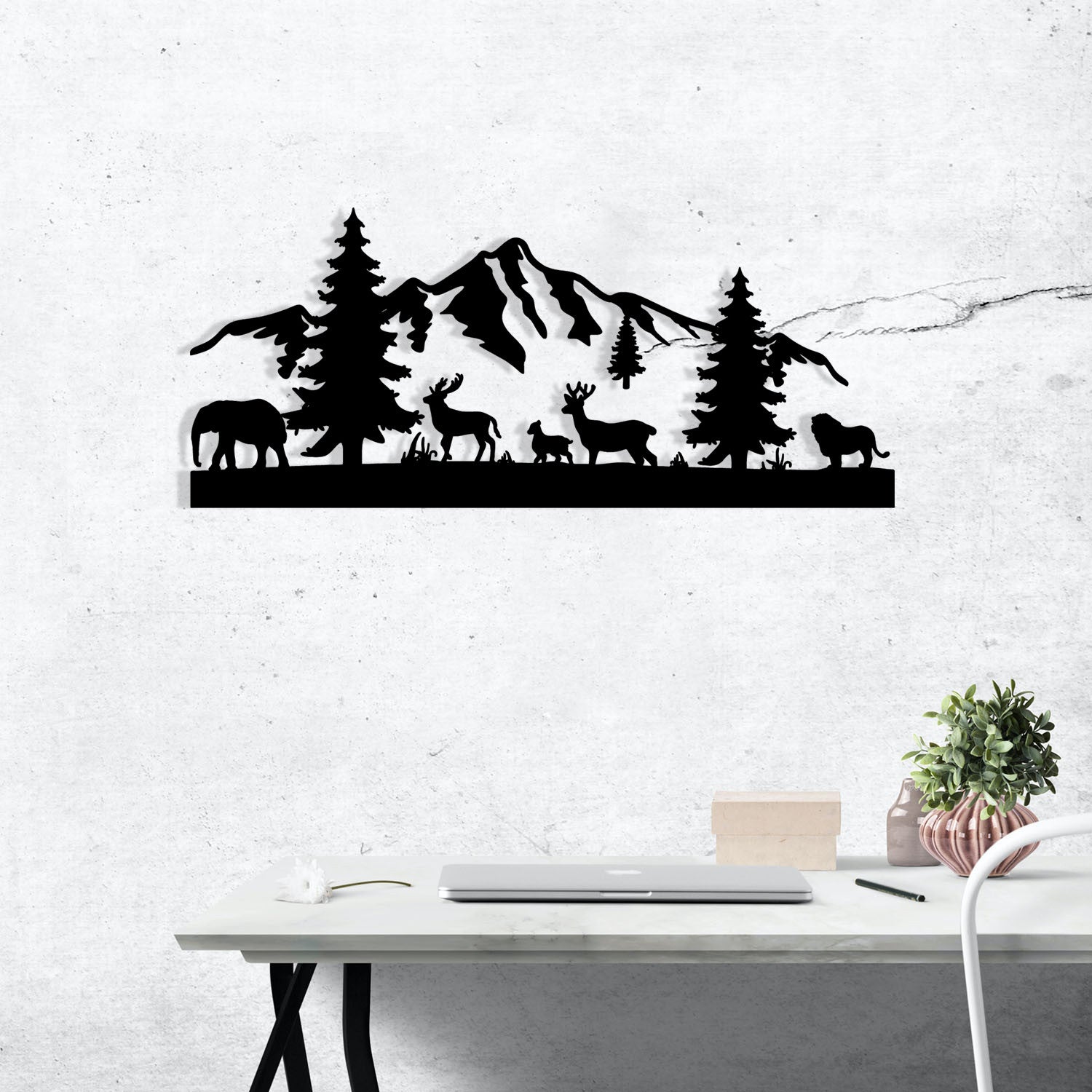 Acessório Decorativo de Parede em Metal “Mountaın” – Preto, 70 x 30 cm, 100% Metal (1,2 mm) | Ref. 279ENZ1231