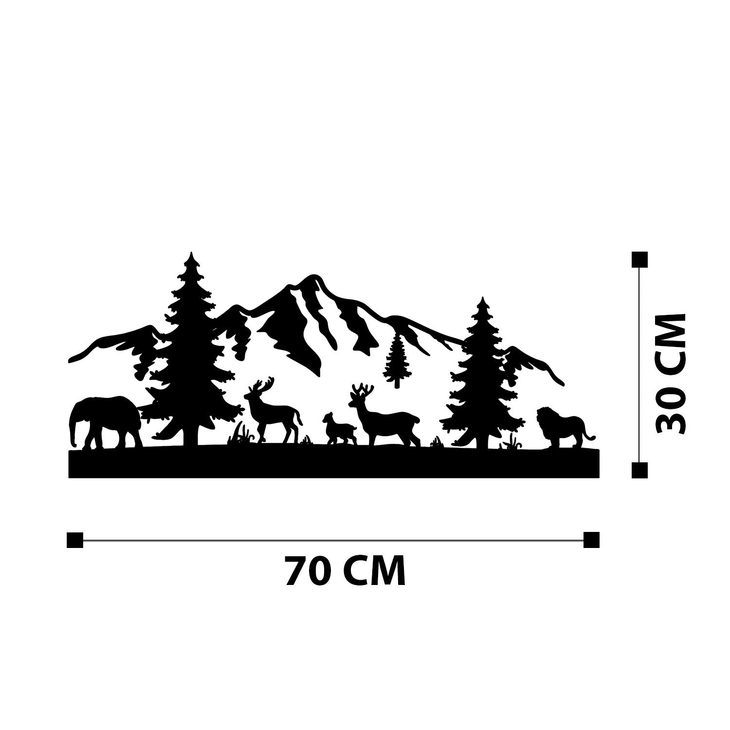 Acessório Decorativo de Parede em Metal “Mountaın” – Preto, 70 x 30 cm, 100% Metal (1,2 mm) | Ref. 279ENZ1231