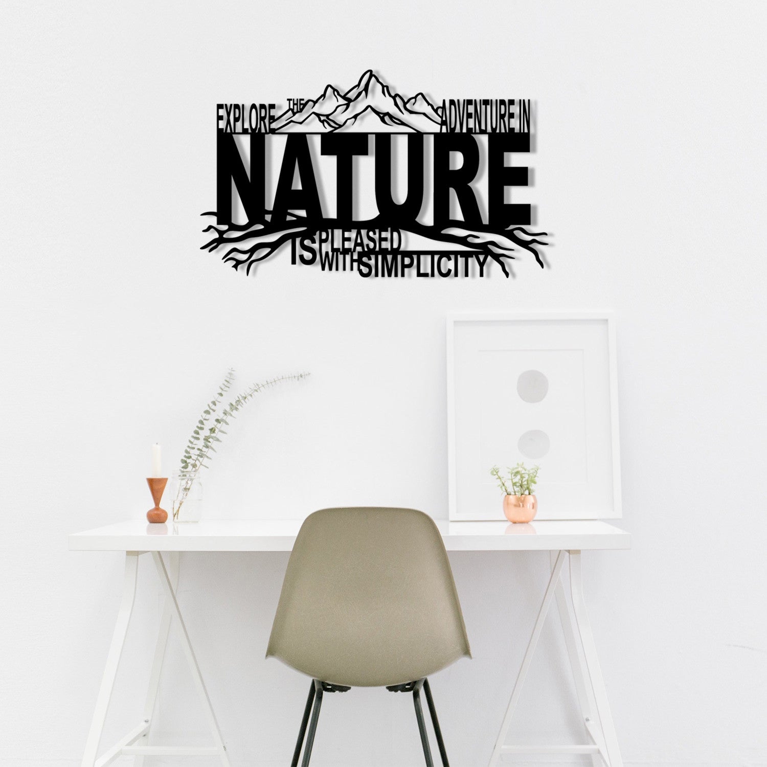 Nature – Acessório Decorativo de Parede 100% Metal, Preto, 70x42 cm