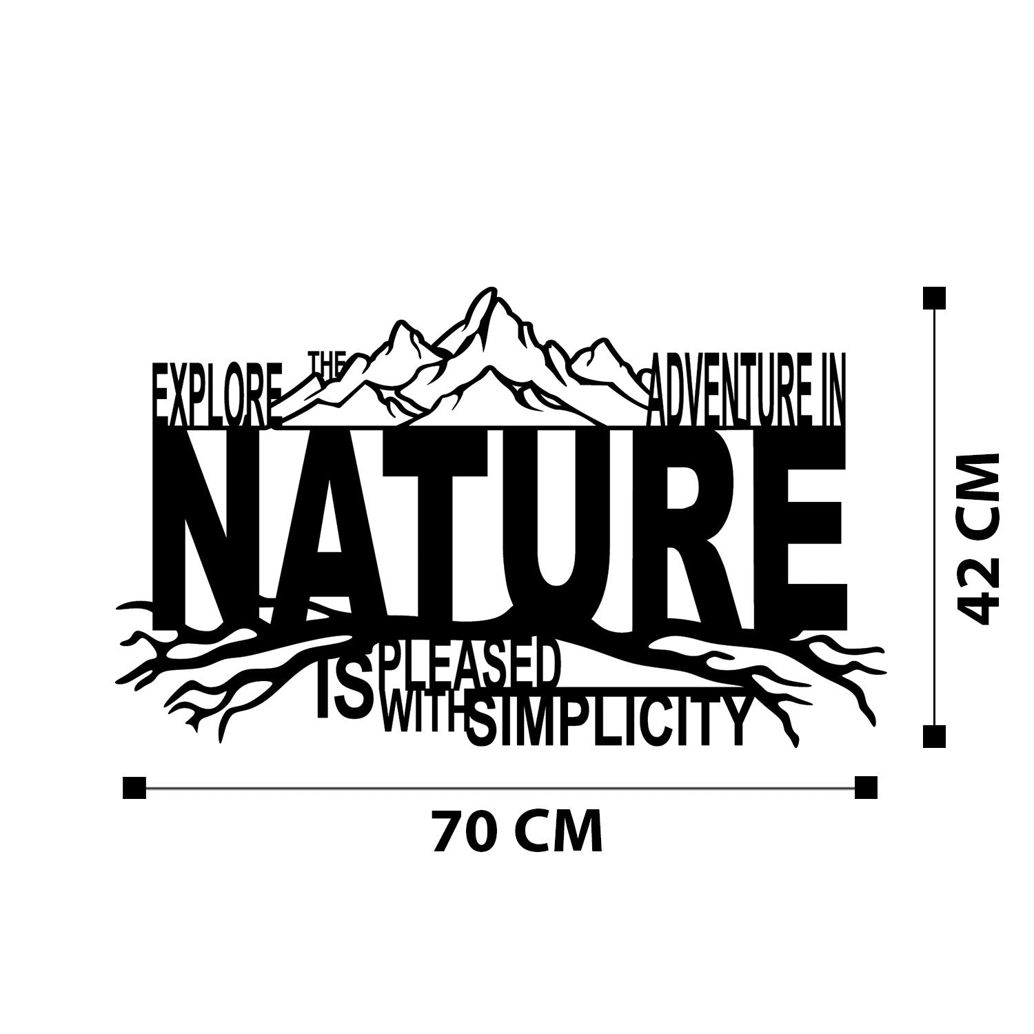Nature – Acessório Decorativo de Parede 100% Metal, Preto, 70x42 cm