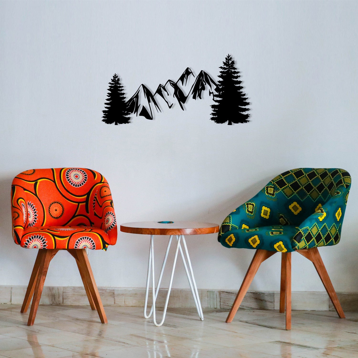 Acessório de Parede Metálico Decorativo “Pine” Preto – 100% Metal (1,2 mm), 70 x 33 cm