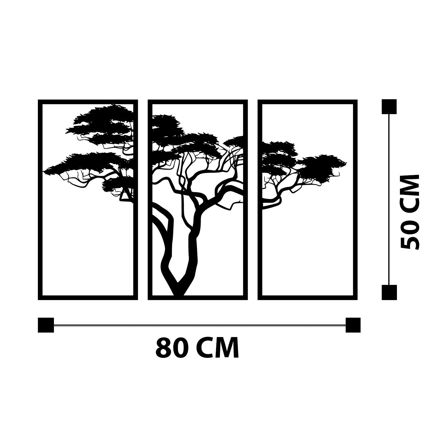 Cınarci Acessório Decorativo de Parede em Metal — Preto, 80 x 50 cm, 100% Metal (1,2 mm)