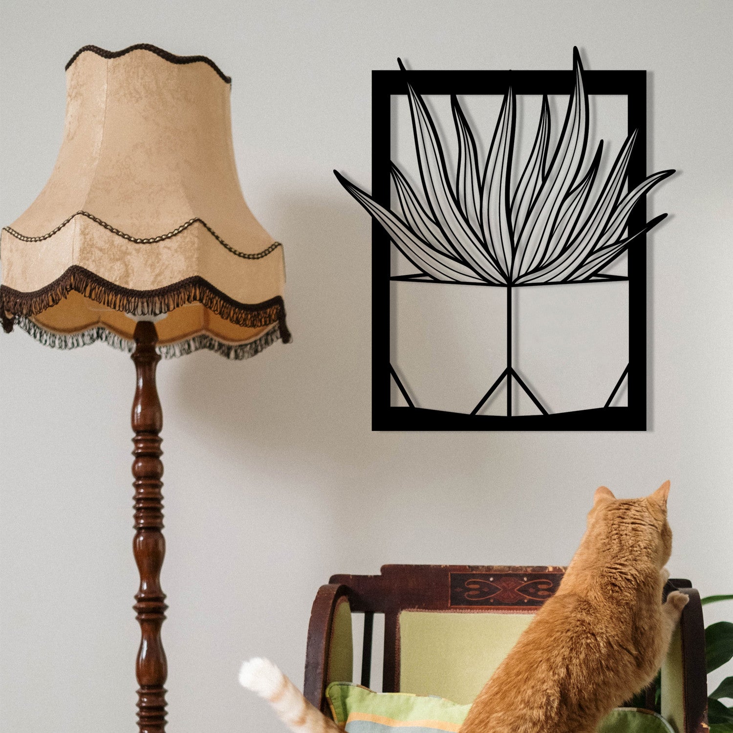 Lagom — Acessório Decorativo de Parede 100% Metal, Preto, 46 x 52 cm