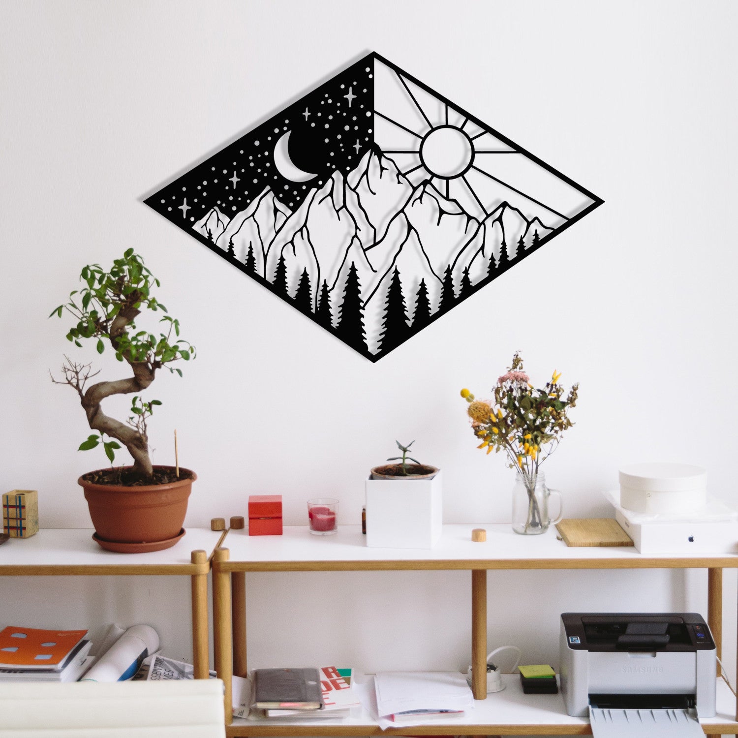 Suveyda — Acessório Decorativo de Parede em Metal, Preto, 56 x 38 cm (100% Metal, 1,2 mm)