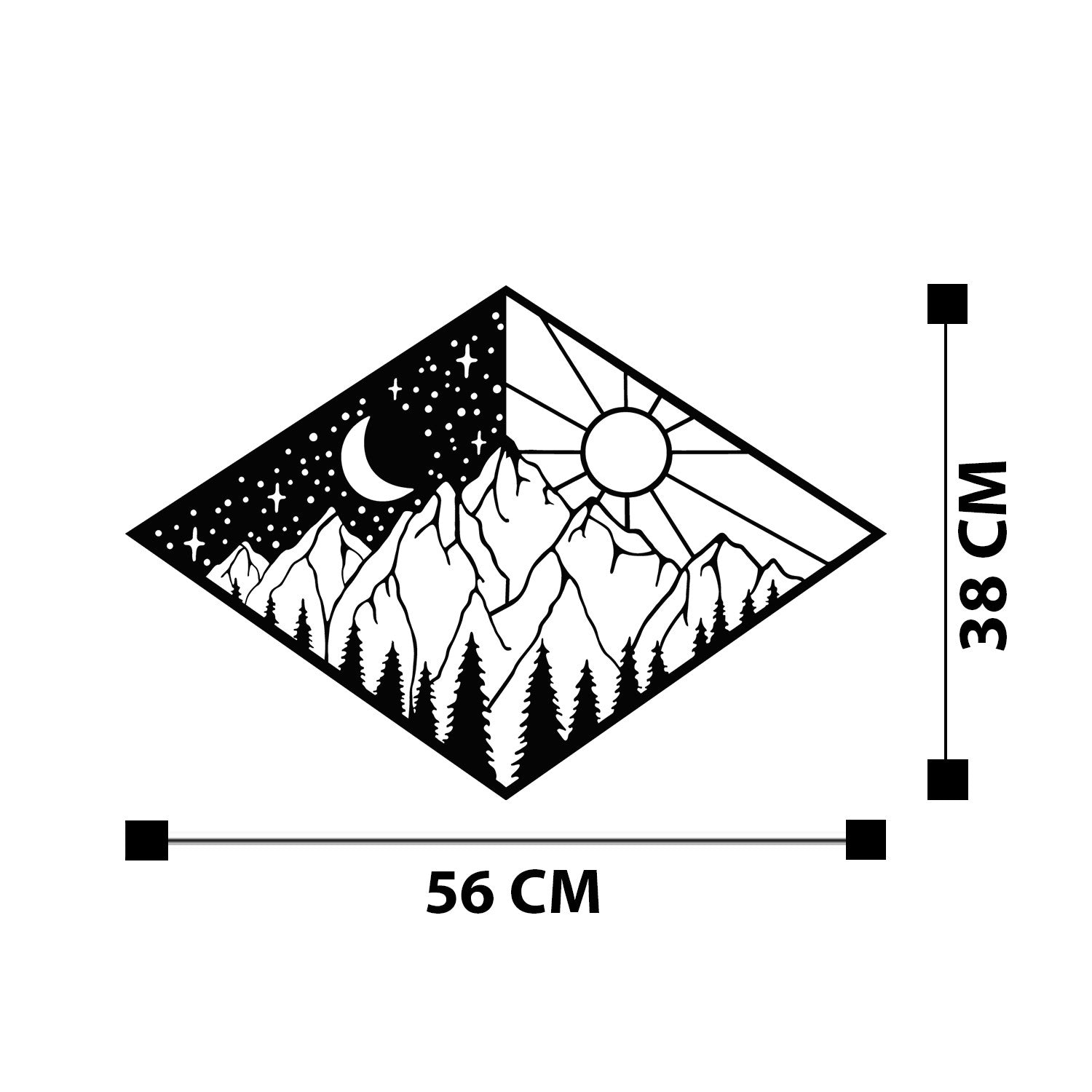 Suveyda — Acessório Decorativo de Parede em Metal, Preto, 56 x 38 cm (100% Metal, 1,2 mm)