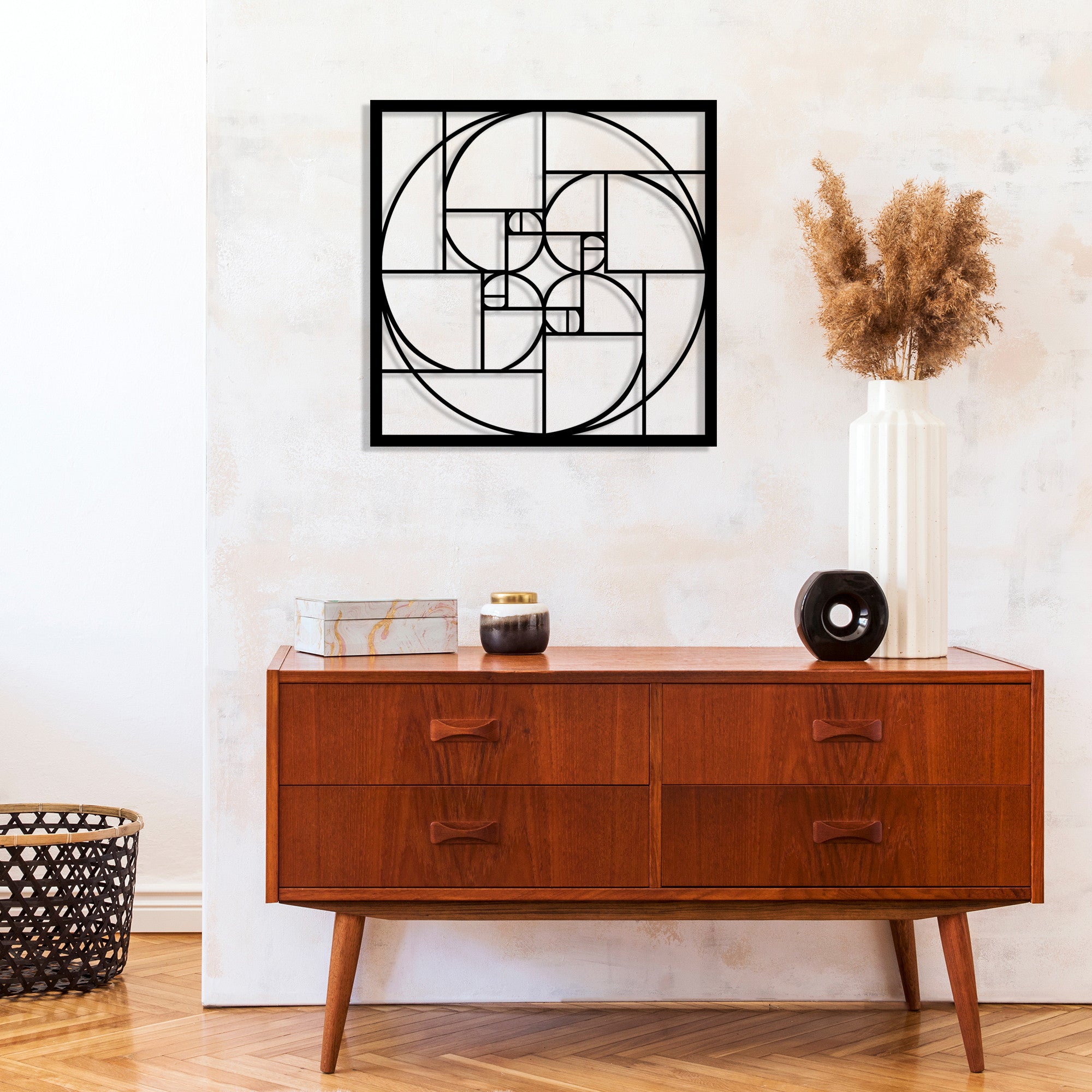 Proporção Áurea – Acessório Decorativo de Parede em 100% Metal Preto, 52x52 cm