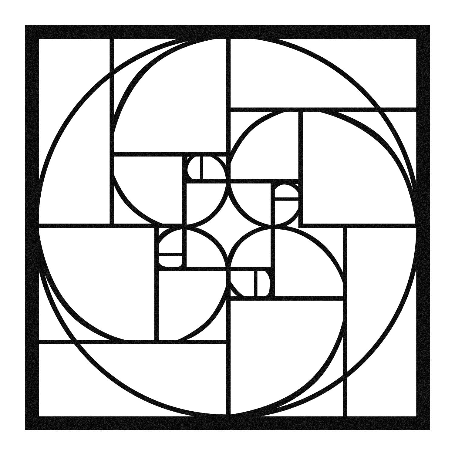 Proporção Áurea – Acessório Decorativo de Parede em 100% Metal Preto, 52x52 cm