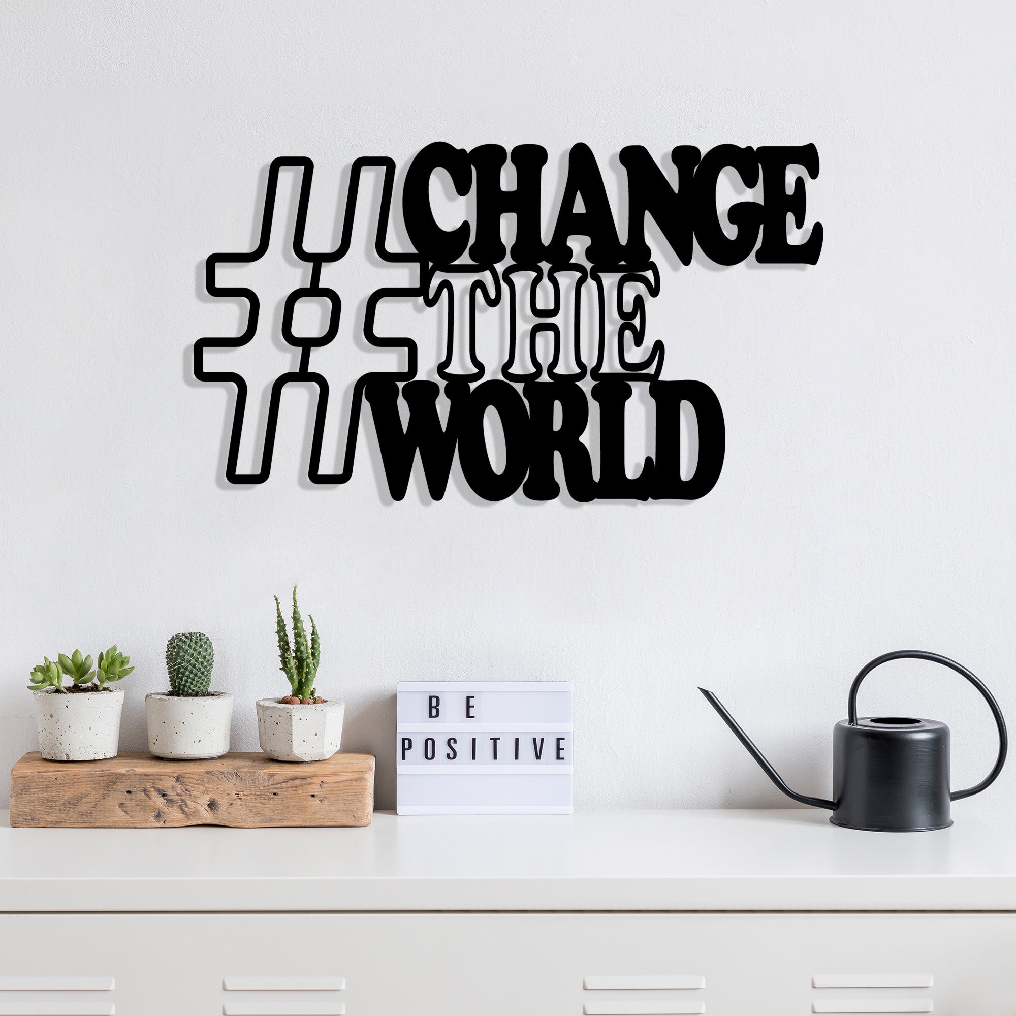 Change — Acessório Decorativo de Parede em 100% Metal, Preto, 70 x 40 cm