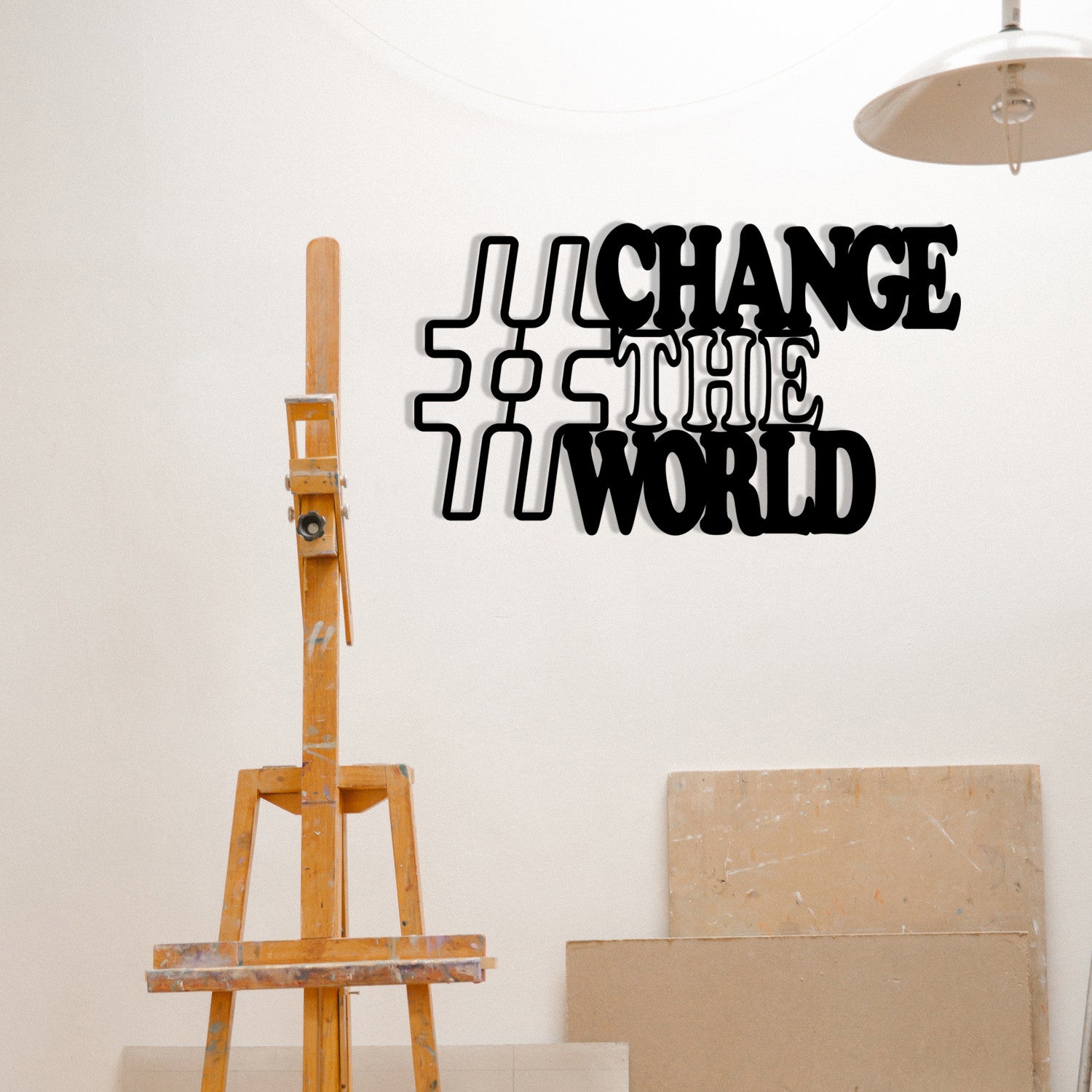 Change — Acessório Decorativo de Parede em 100% Metal, Preto, 70 x 40 cm