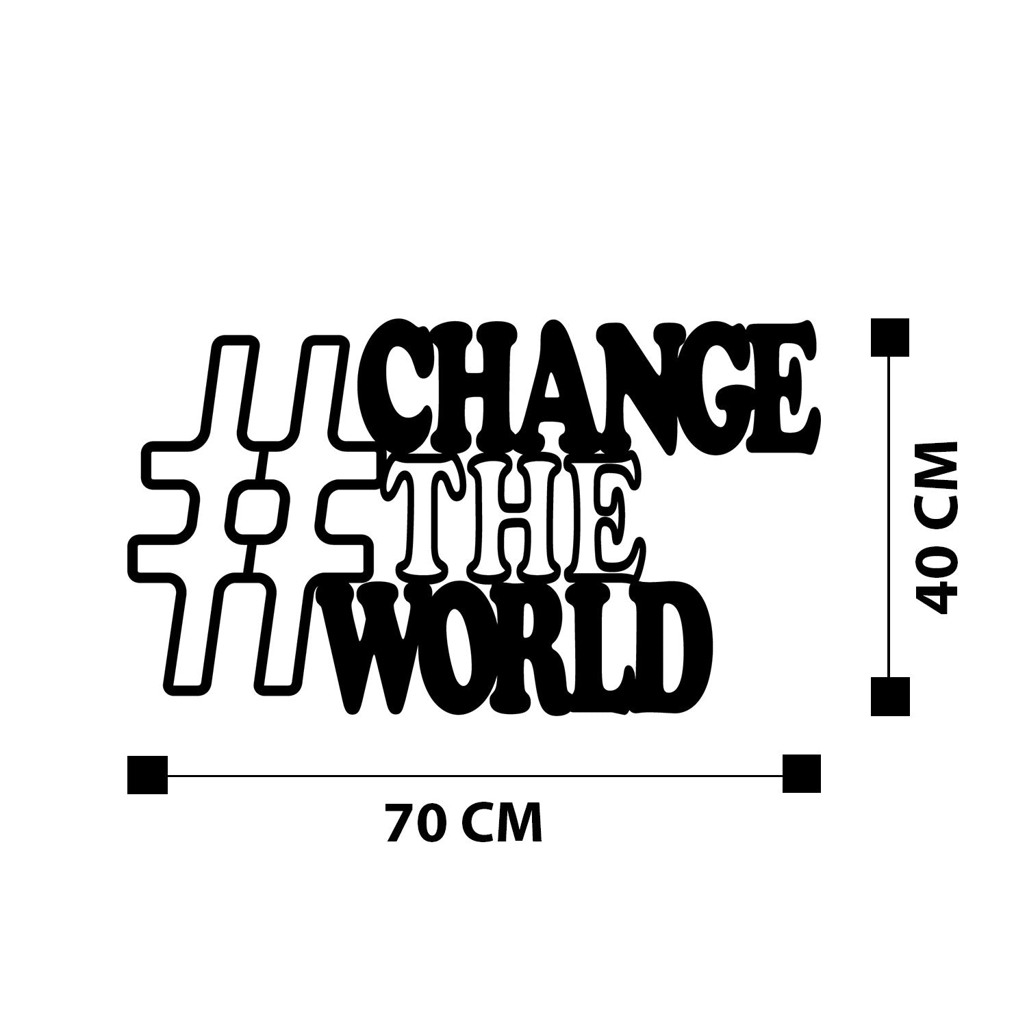 Change — Acessório Decorativo de Parede em 100% Metal, Preto, 70 x 40 cm