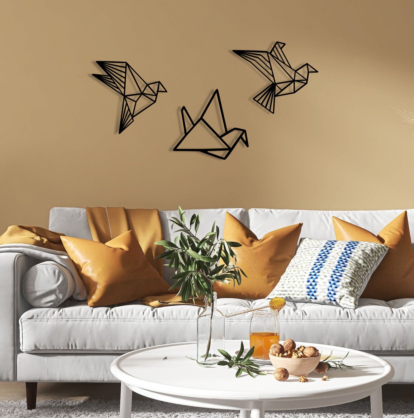 Origami — Acessório Decorativo de Parede em 100% Metal Preto, 100 x 31 cm