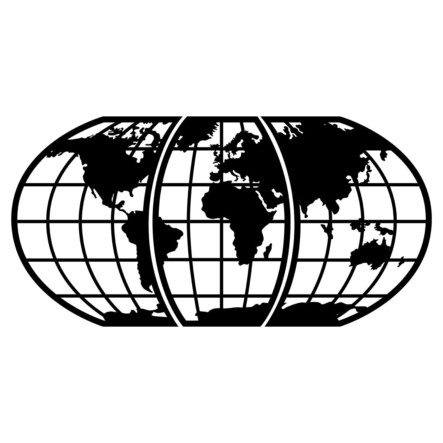 Mapa-Mundo 11 em Metal Preto - Acessório Decorativo de Parede 116 x 58 cm
