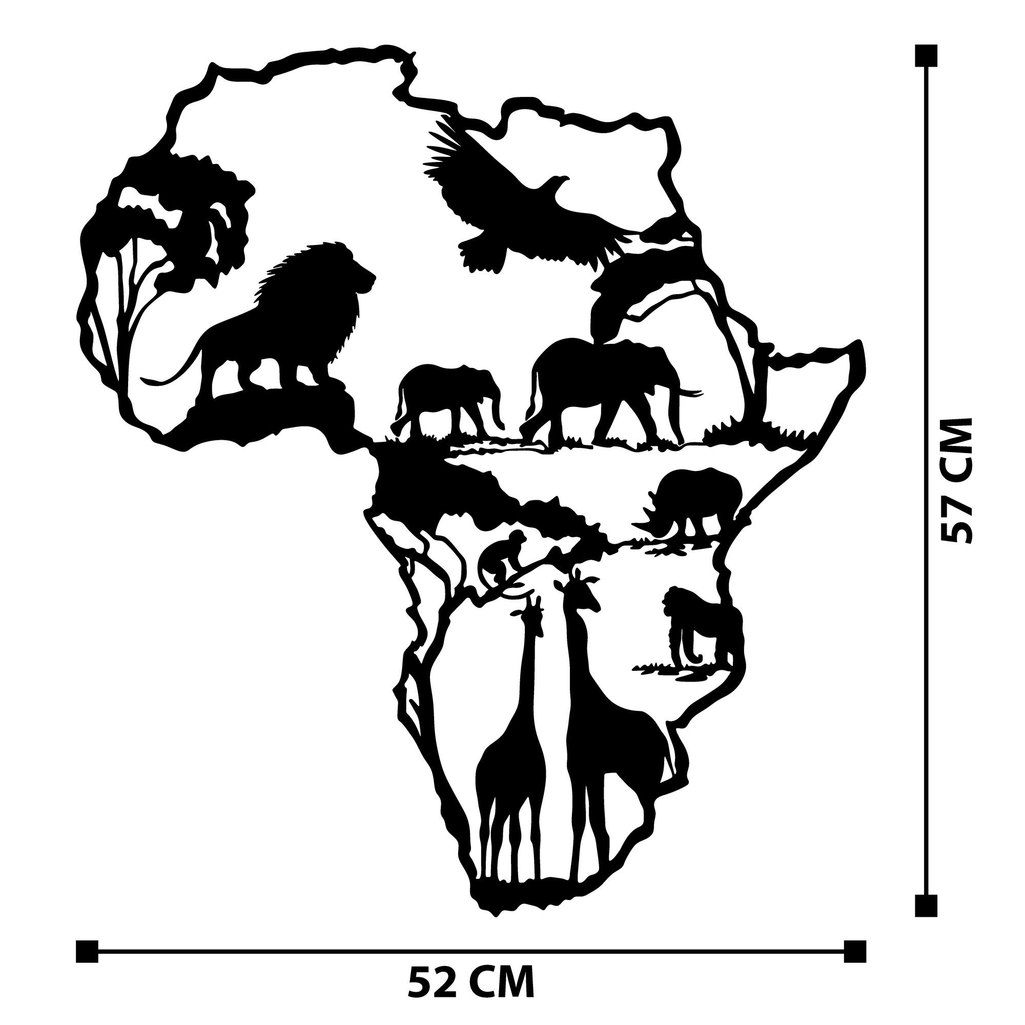 Acessório Decorativo de Parede Africano 2 em Metal 100% — Preto — 52x57 cm