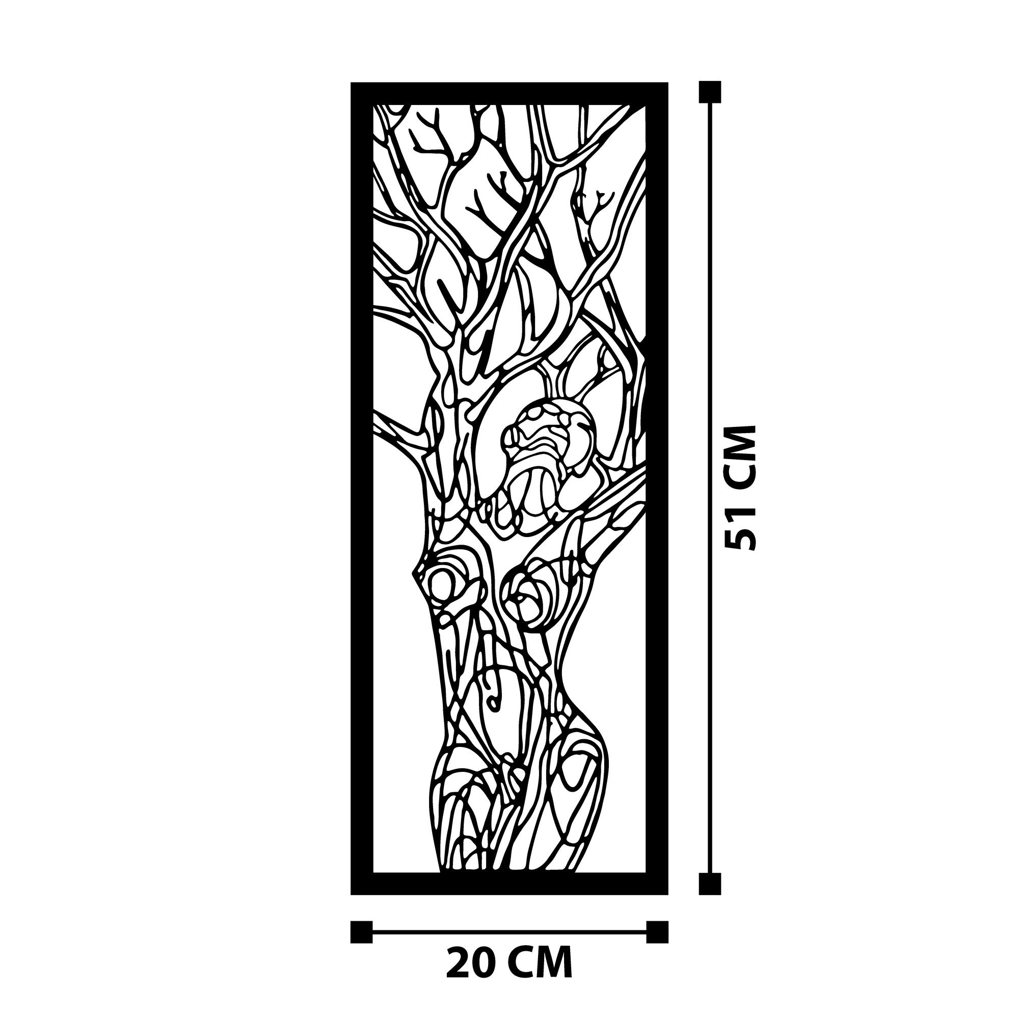 Vuslat Acessório Decorativo de Parede em Metal Preto, 20 x 51 cm, 1,2 mm