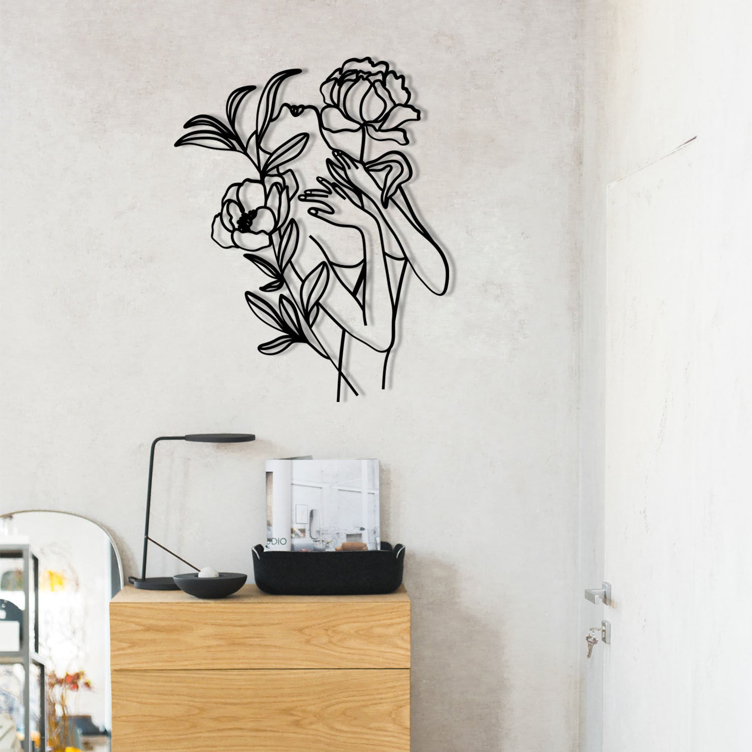 Elif – Acessório Decorativo de Parede em Metal 100%, Preto, 40x50 cm