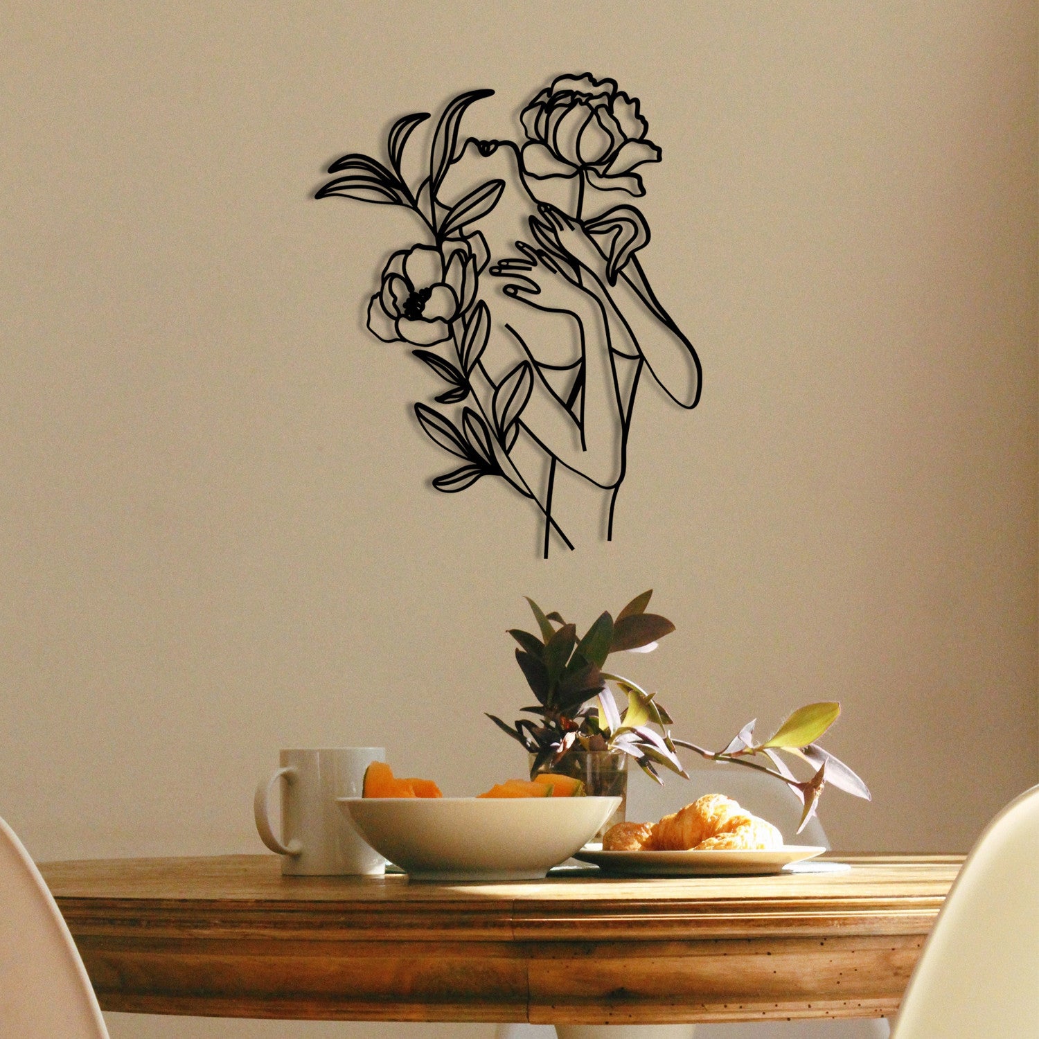 Elif – Acessório Decorativo de Parede em Metal 100%, Preto, 40x50 cm
