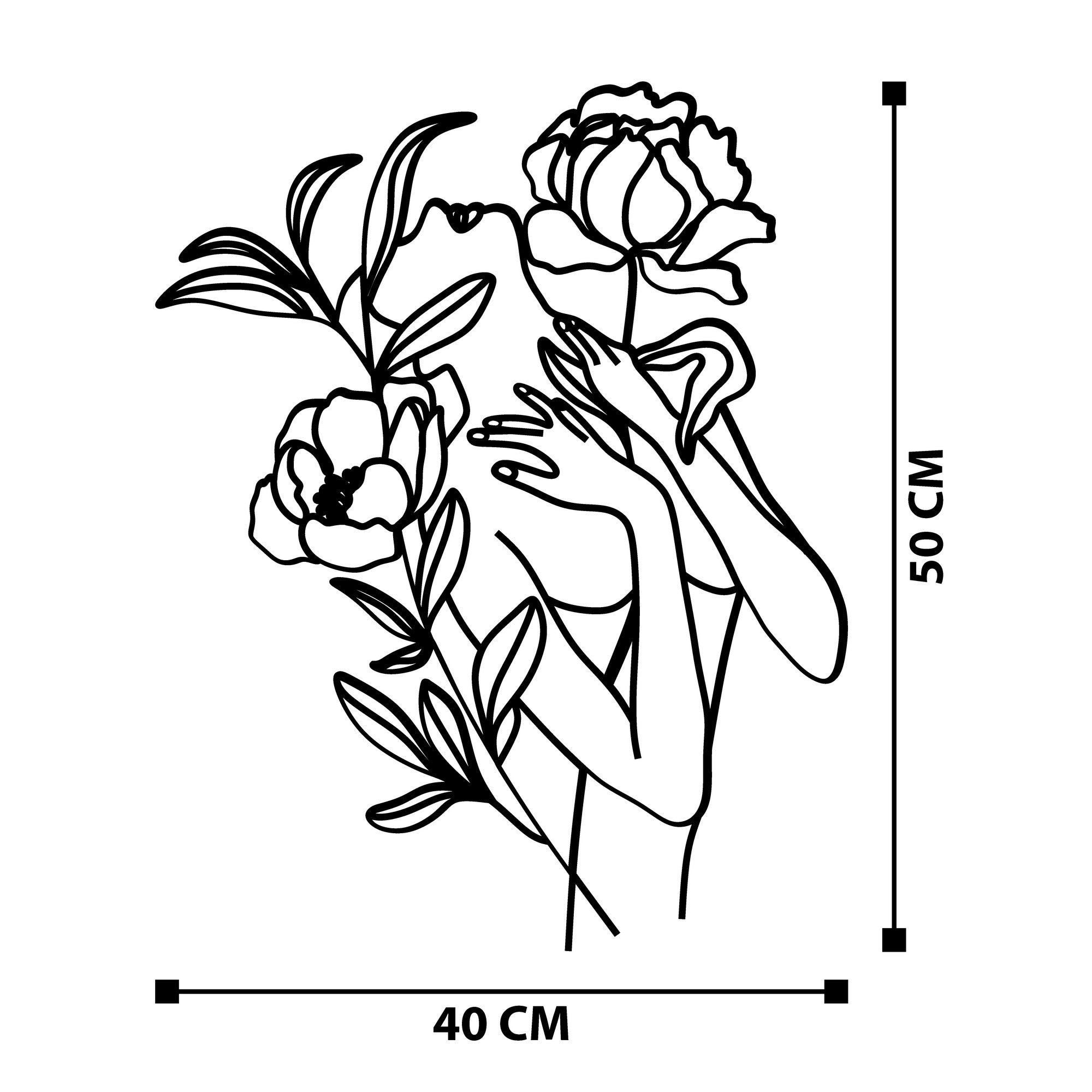 Elif – Acessório Decorativo de Parede em Metal 100%, Preto, 40x50 cm