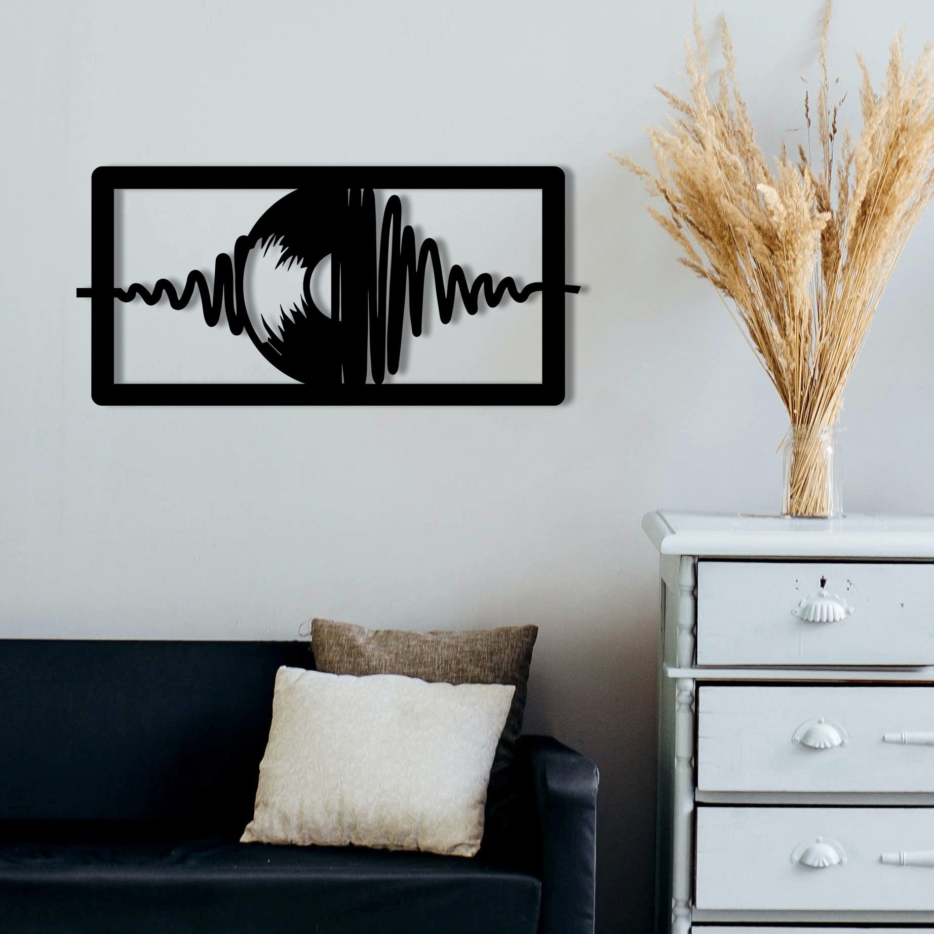 Acessório Decorativo de Parede em Metal Timsal – Preto, 50 x 24 cm (100% metal, 1,2 mm)