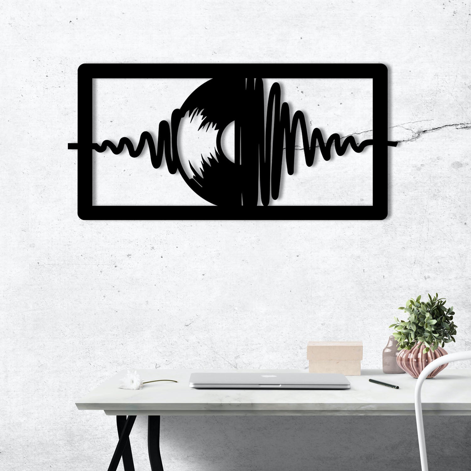 Acessório Decorativo de Parede em Metal Timsal – Preto, 50 x 24 cm (100% metal, 1,2 mm)