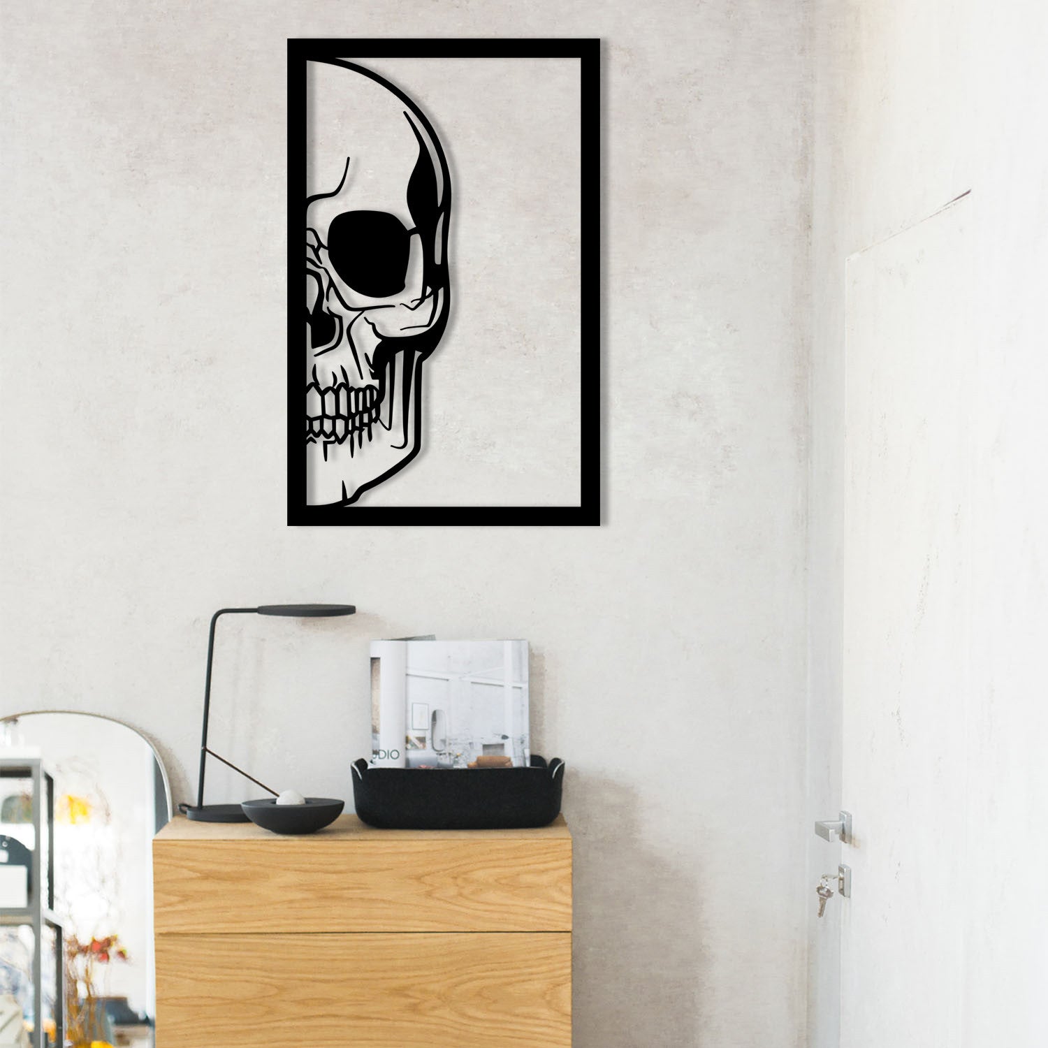 Dilhun – Acessório Decorativo de Parede em Metal Preto, 31 x 48 cm, 100% metal (1,2 mm)