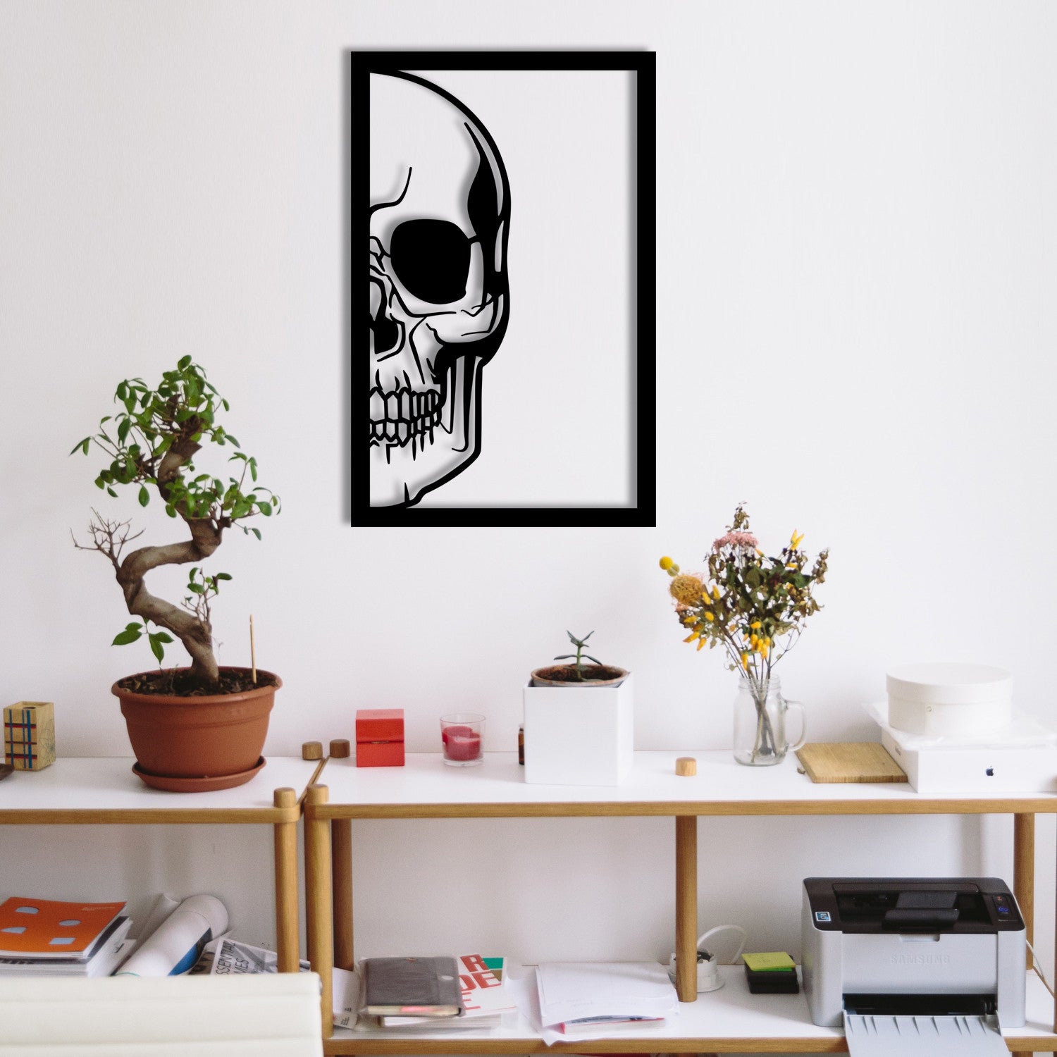 Dilhun – Acessório Decorativo de Parede em Metal Preto, 31 x 48 cm, 100% metal (1,2 mm)
