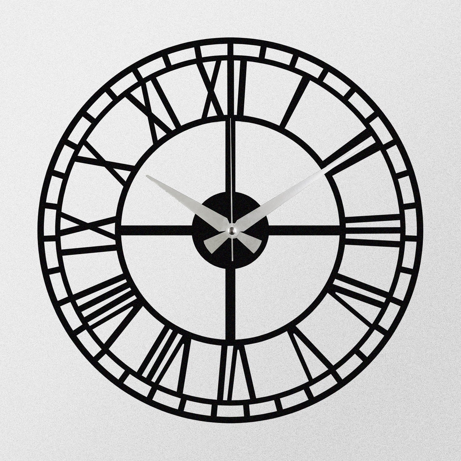 Relógio de Parede Metálico Enzoclock S002 48x48 cm – Preto, Decorativo, 100% Metal (1,2 mm), funciona com 1 pilha AA
