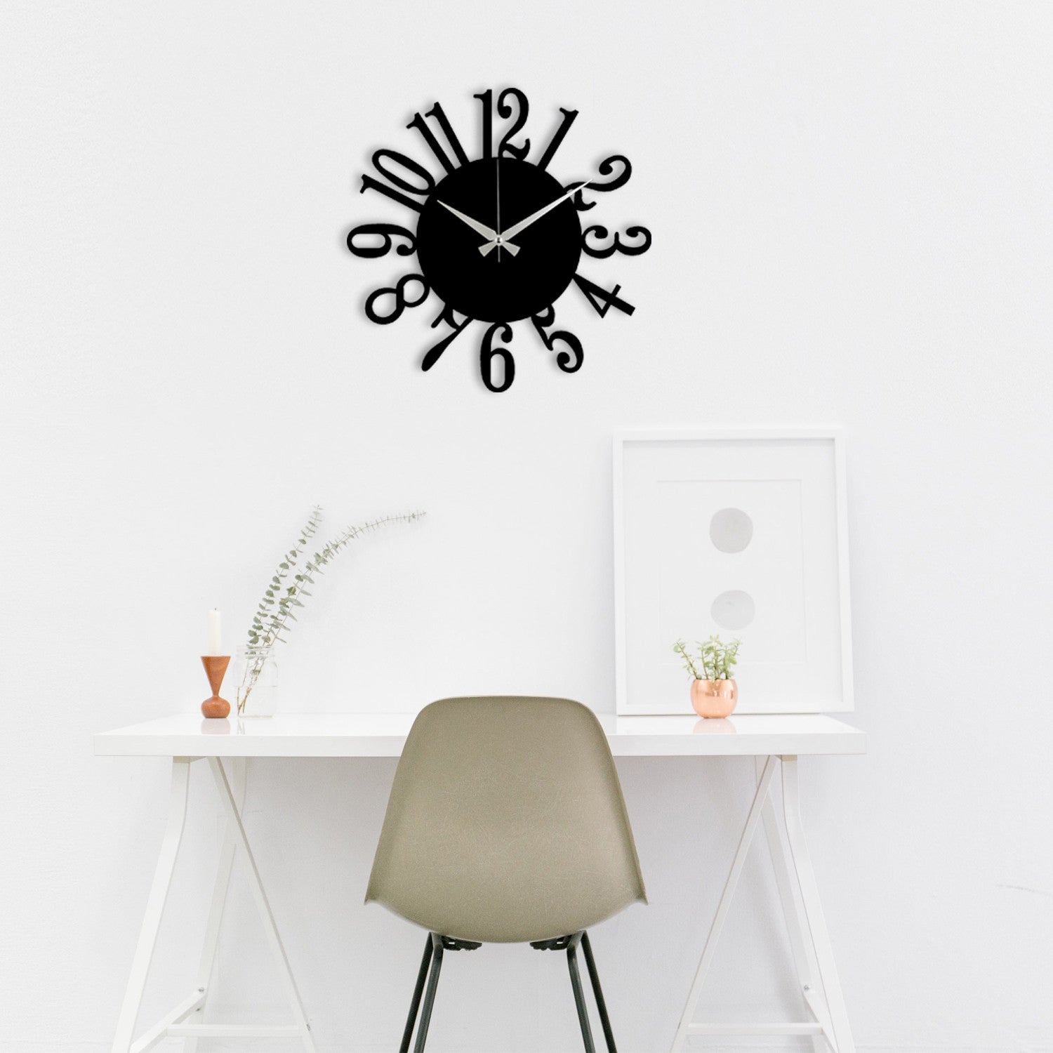 Relógio de Parede Decorativo Enzoclock S005 – Metal Preto 48x48 cm (100% metal, 1,2 mm)