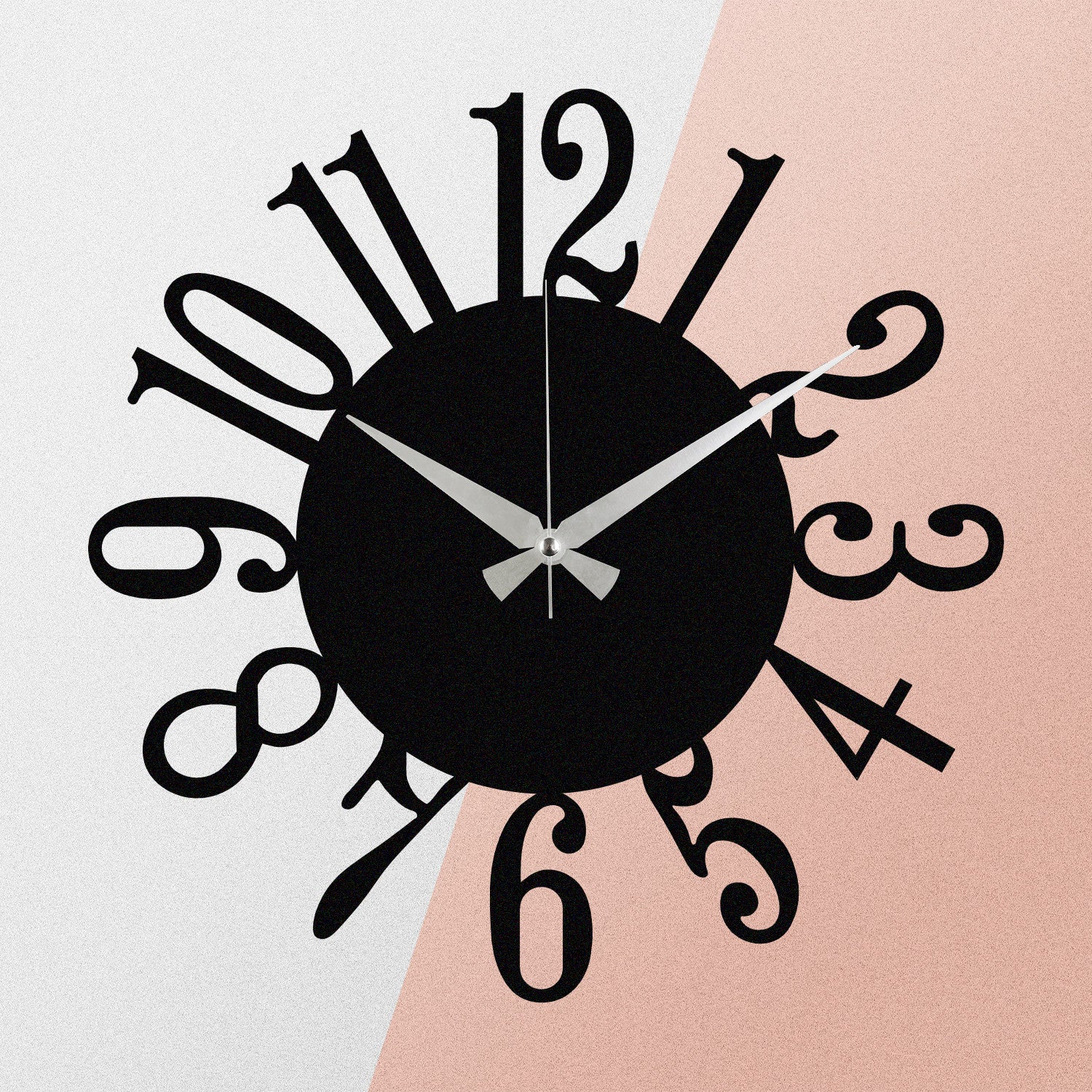Relógio de Parede Decorativo Enzoclock S005 – Metal Preto 48x48 cm (100% metal, 1,2 mm)