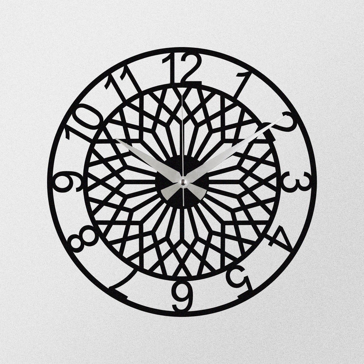 Relógio de Parede Decorativo Enzoclock S009 100% Metal Preto 48x48 cm