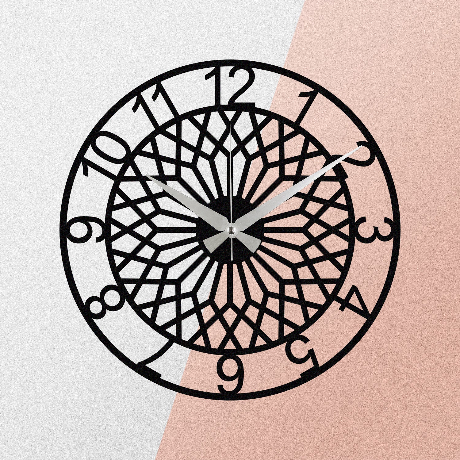 Relógio de Parede Decorativo Enzoclock S009 100% Metal Preto 48x48 cm