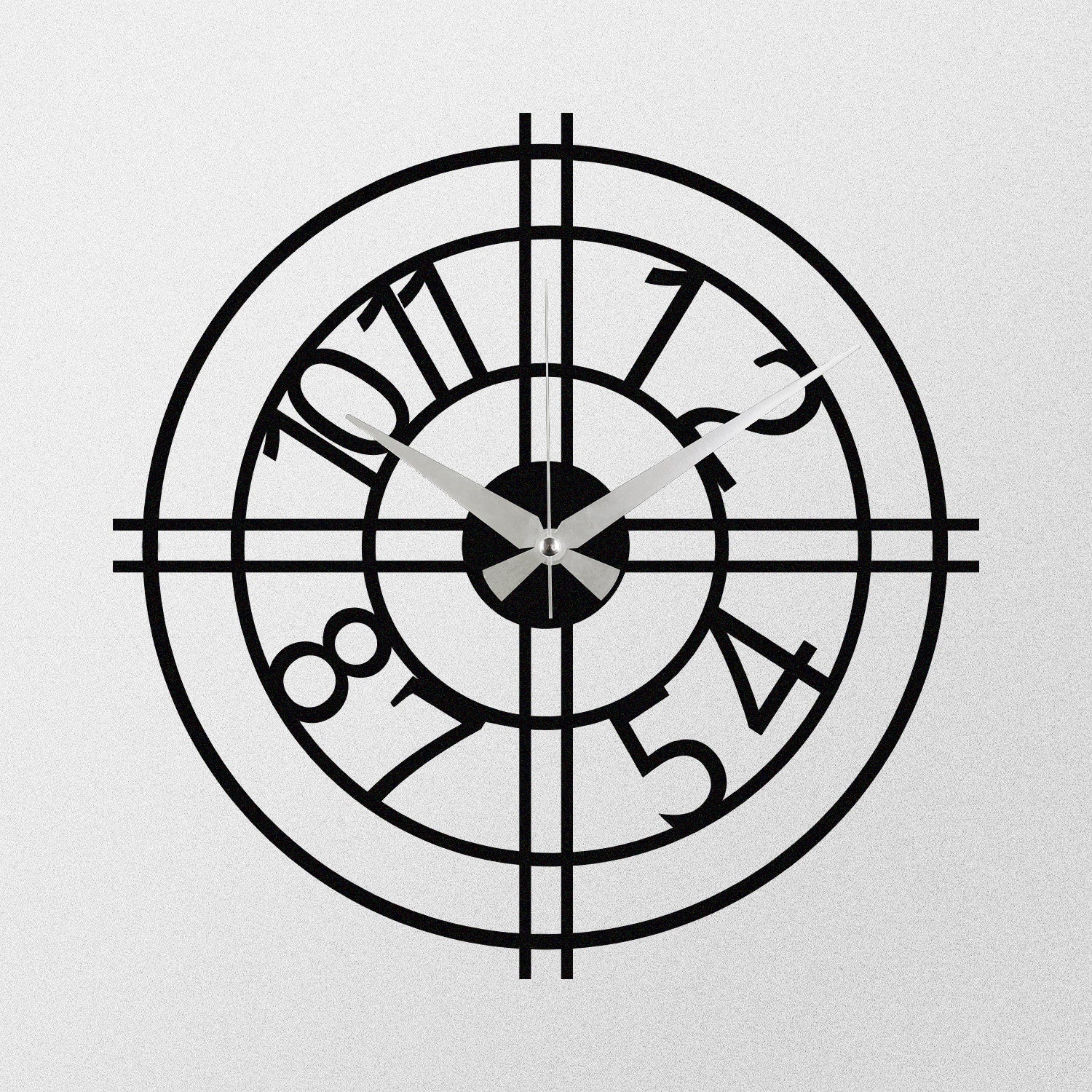 Relógio de Parede Decorativo Enzoclock S010 em Metal — Preto, 48x48 cm (pilha AA não incluída)