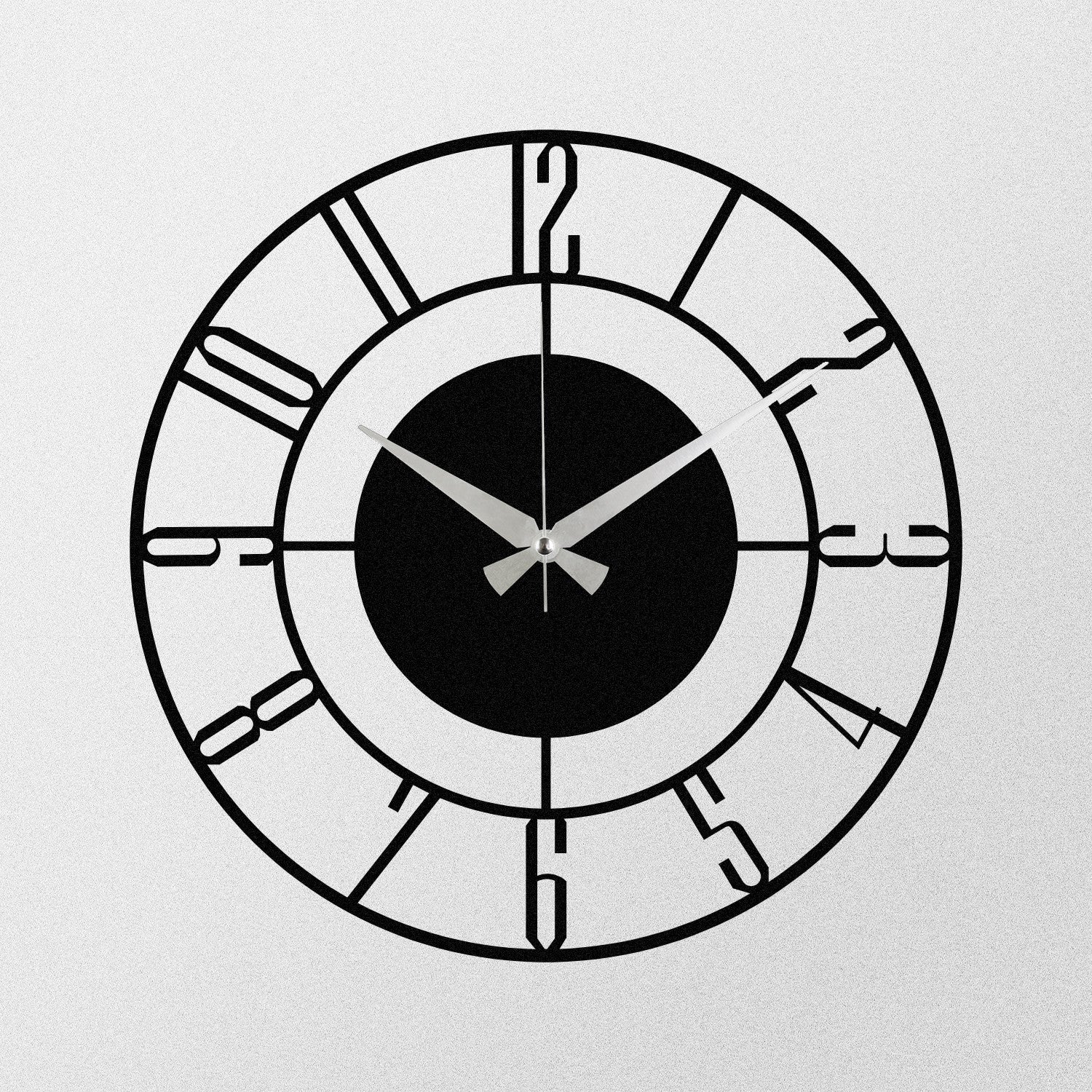 Relógio de parede decorativo elegante em metal preto, 48 x 48 cm | 100% metal (1,2 mm de espessura) | Requer 1 pilha AA (não incluída) | Decoração elegante para casa